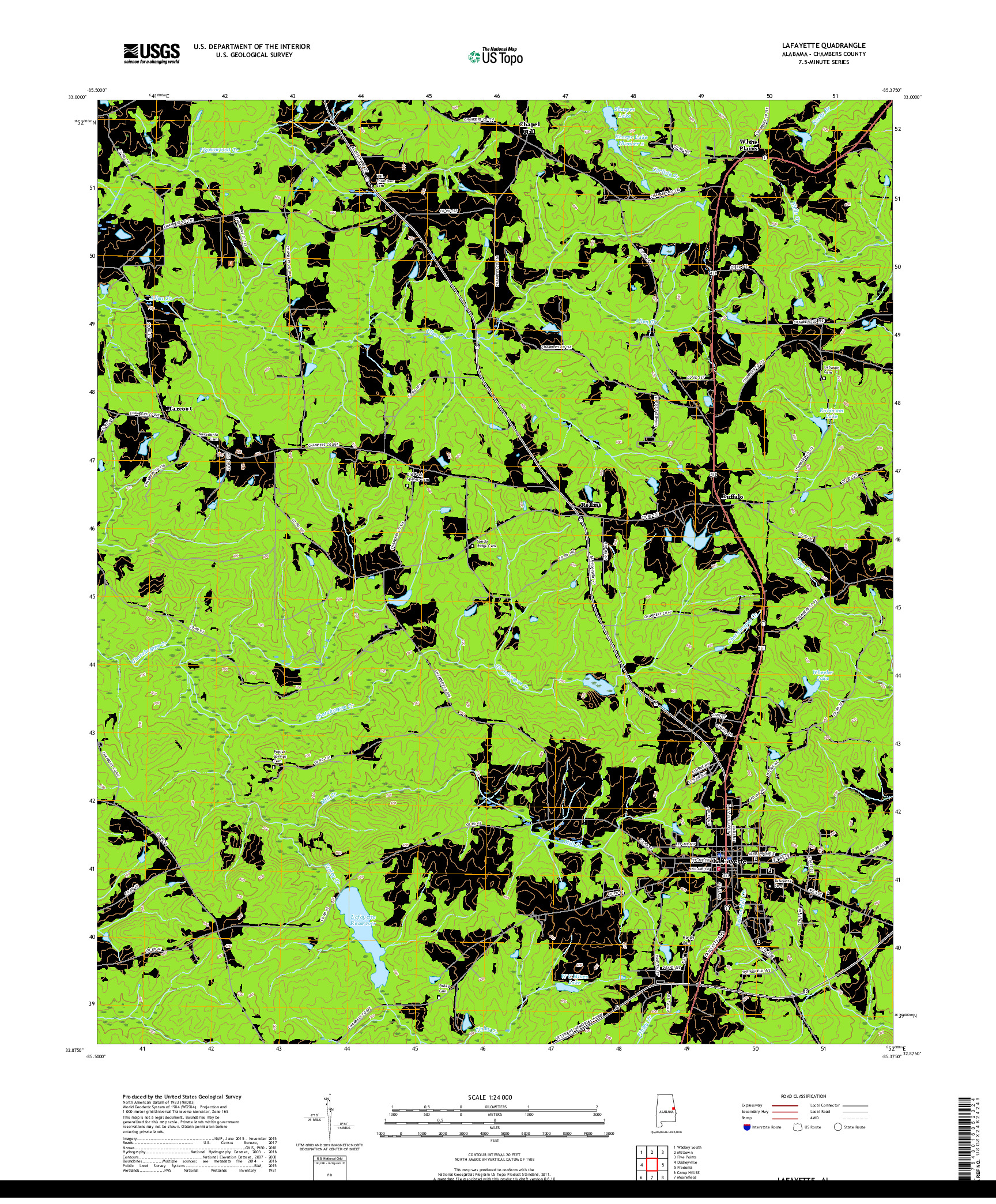 USGS US TOPO 7.5-MINUTE MAP FOR LAFAYETTE, AL 2018