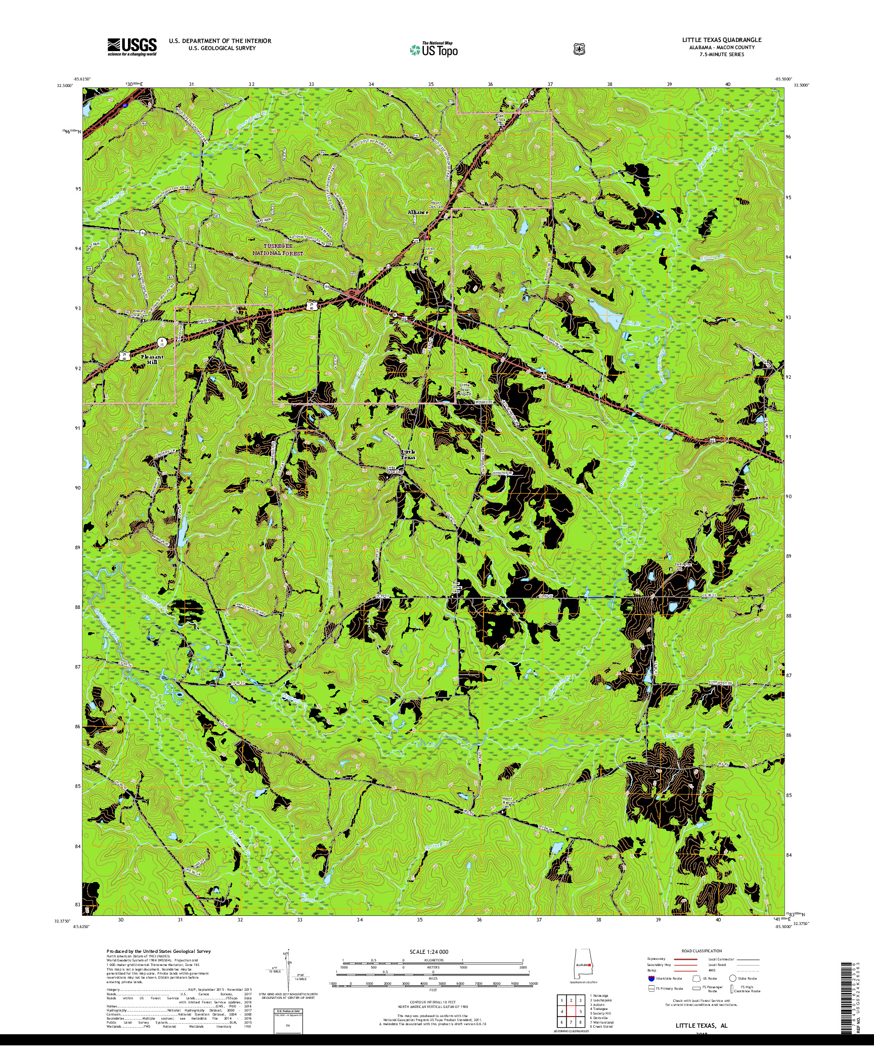 USGS US TOPO 7.5-MINUTE MAP FOR LITTLE TEXAS, AL 2018
