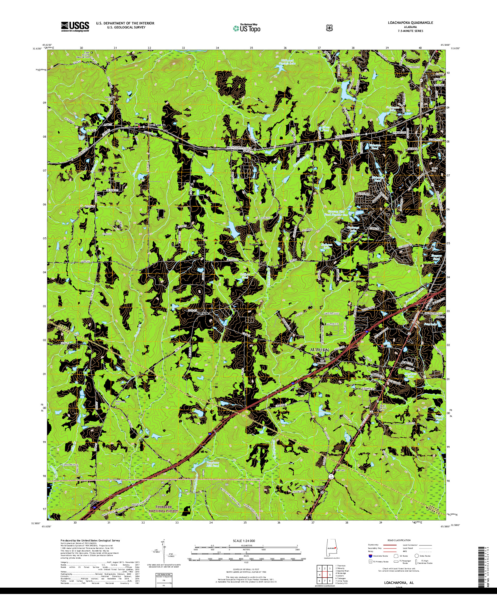 USGS US TOPO 7.5-MINUTE MAP FOR LOACHAPOKA, AL 2018