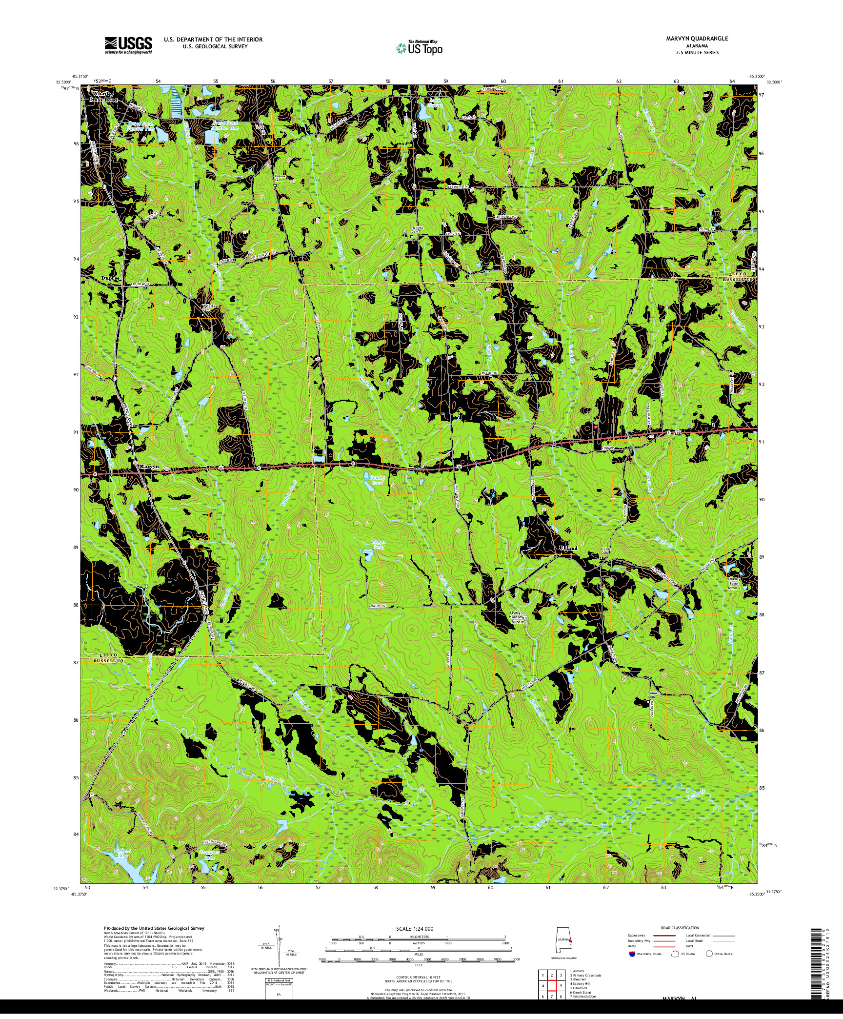 USGS US TOPO 7.5-MINUTE MAP FOR MARVYN, AL 2018