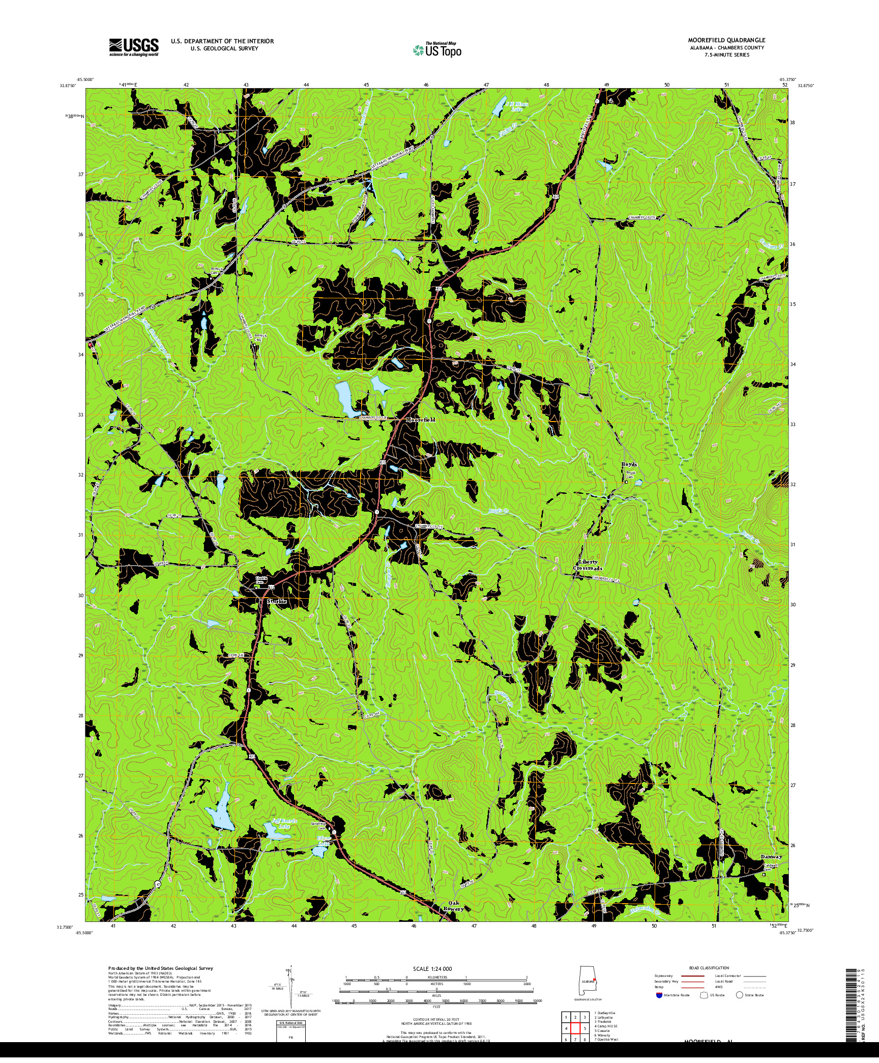 USGS US TOPO 7.5-MINUTE MAP FOR MOOREFIELD, AL 2018