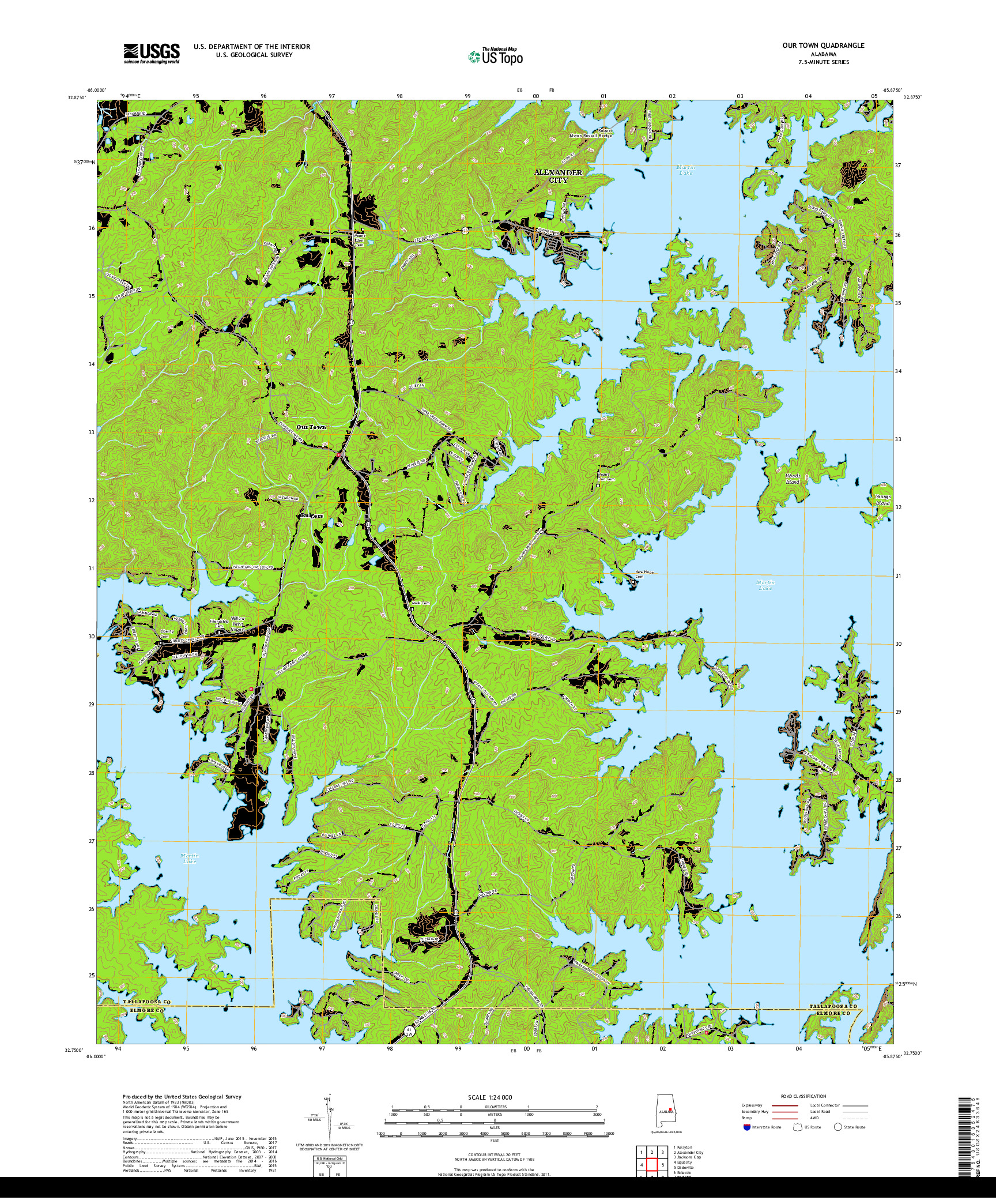 USGS US TOPO 7.5-MINUTE MAP FOR OUR TOWN, AL 2018