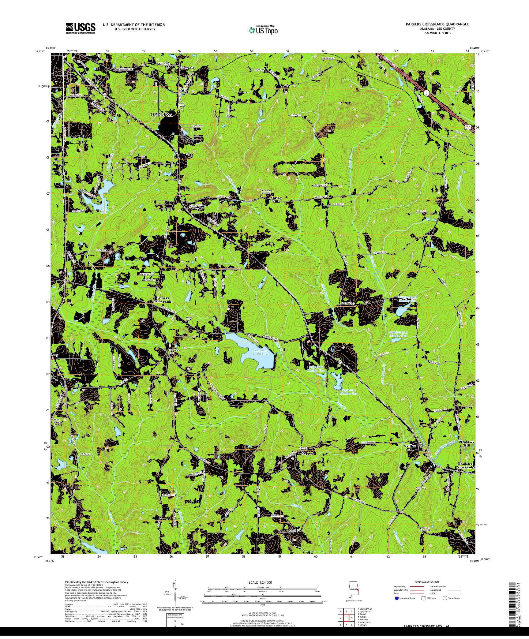 USGS US TOPO 7.5-MINUTE MAP FOR PARKERS CROSSROADS, AL 2018