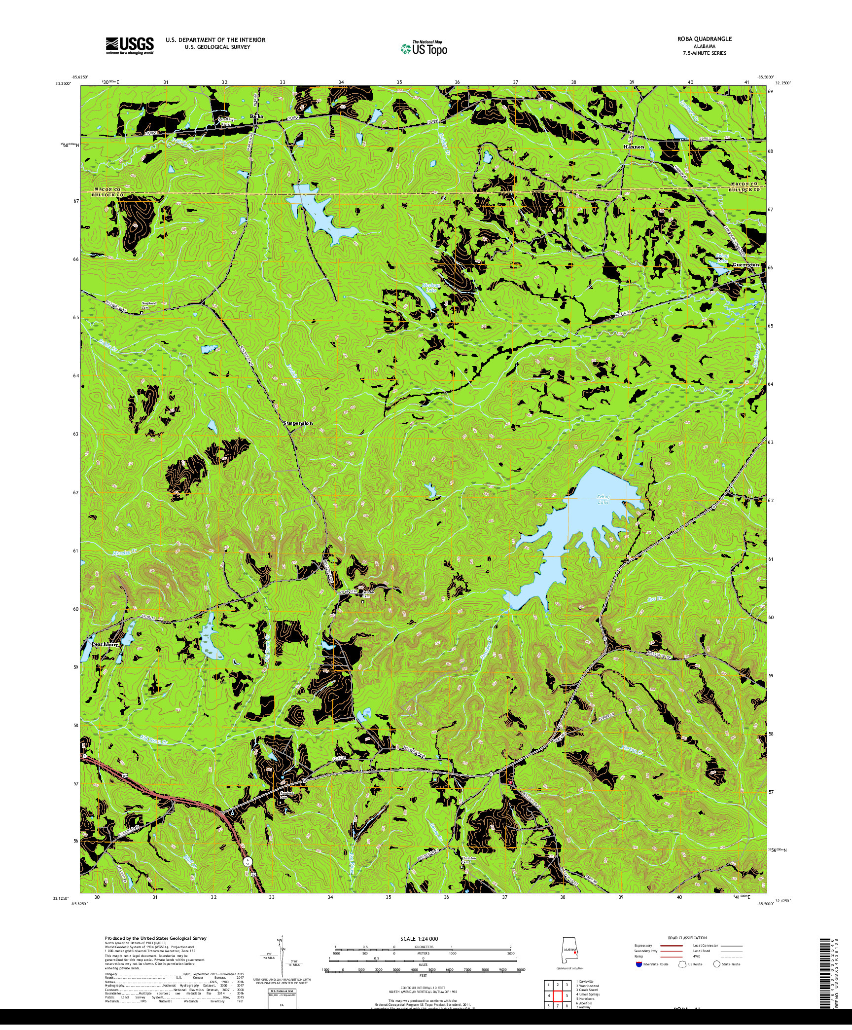 USGS US TOPO 7.5-MINUTE MAP FOR ROBA, AL 2018