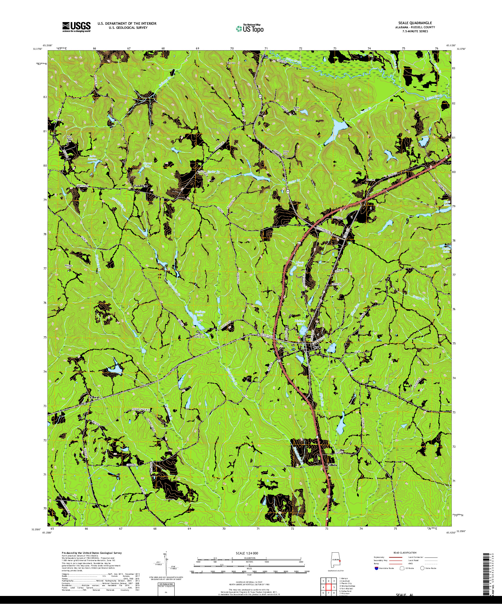 USGS US TOPO 7.5-MINUTE MAP FOR SEALE, AL 2018