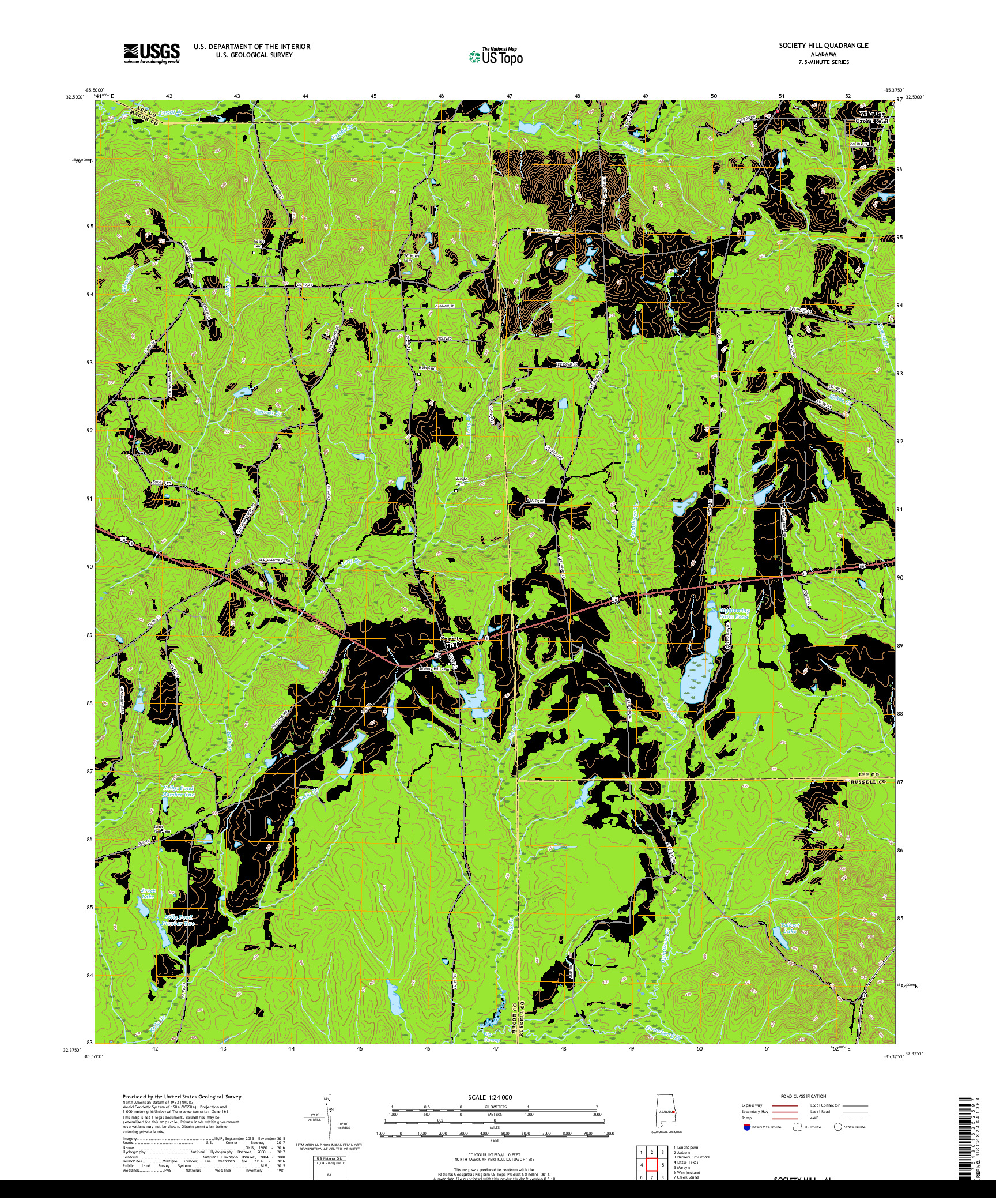 USGS US TOPO 7.5-MINUTE MAP FOR SOCIETY HILL, AL 2018