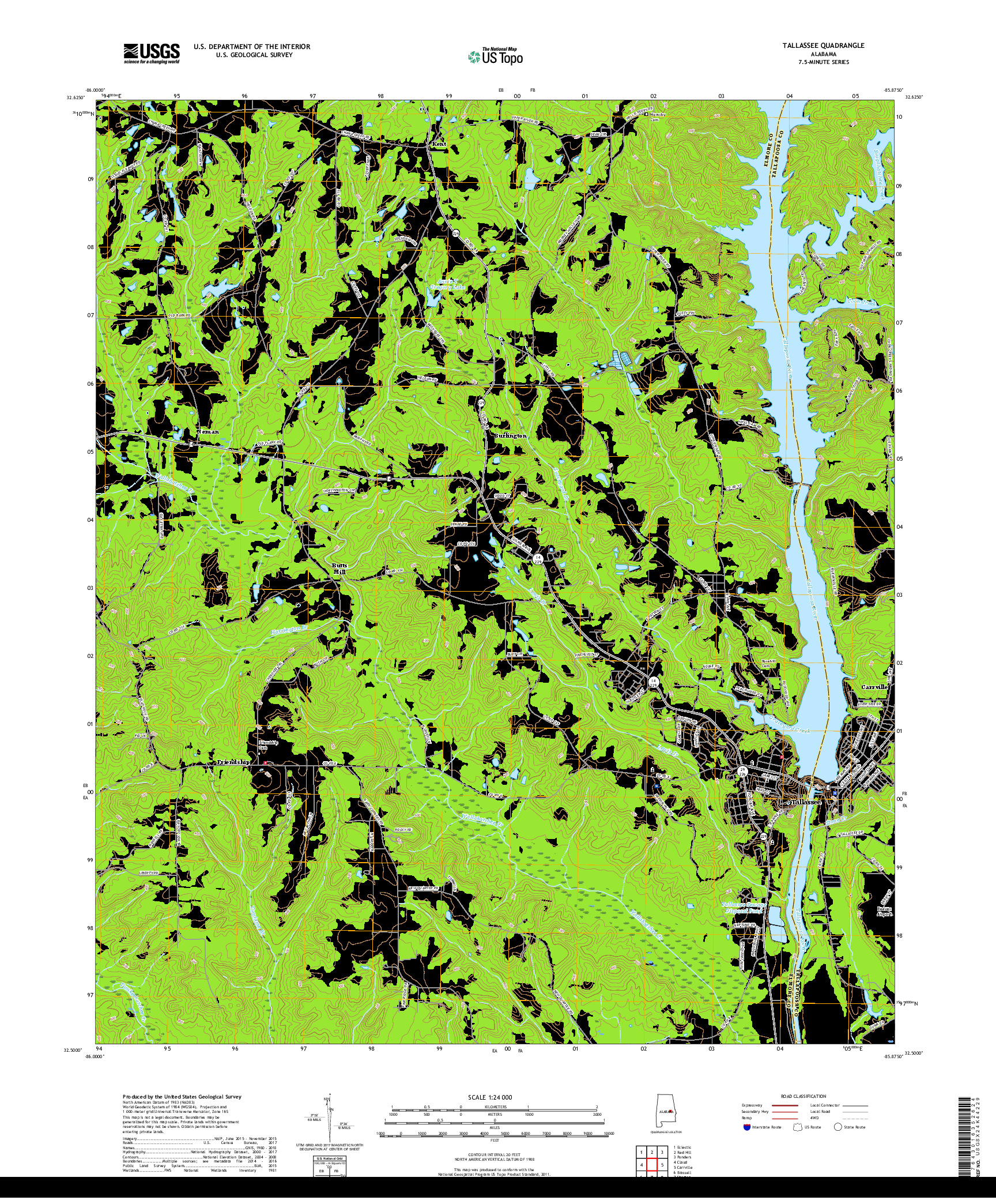 USGS US TOPO 7.5-MINUTE MAP FOR TALLASSEE, AL 2018