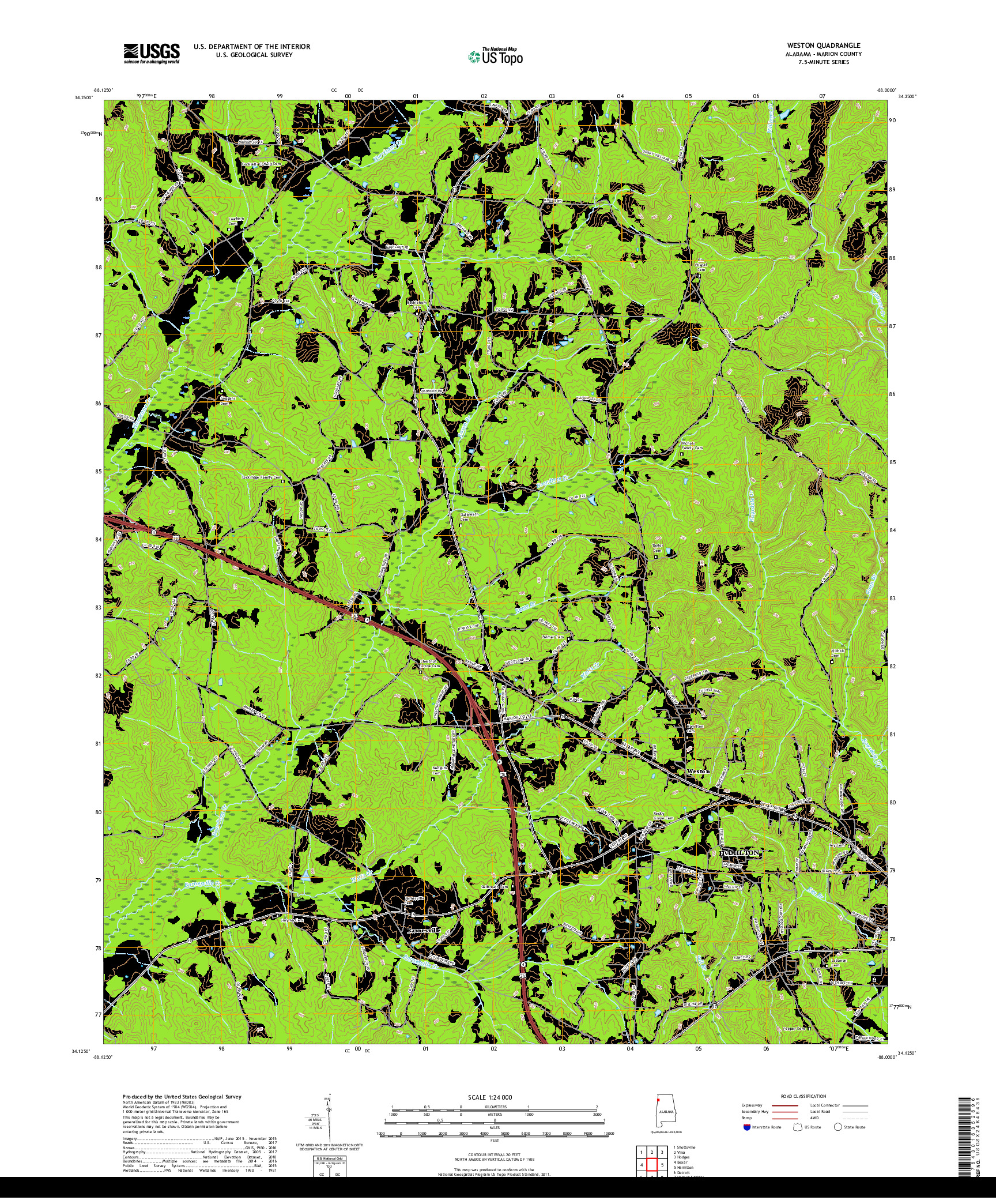 USGS US TOPO 7.5-MINUTE MAP FOR WESTON, AL 2018