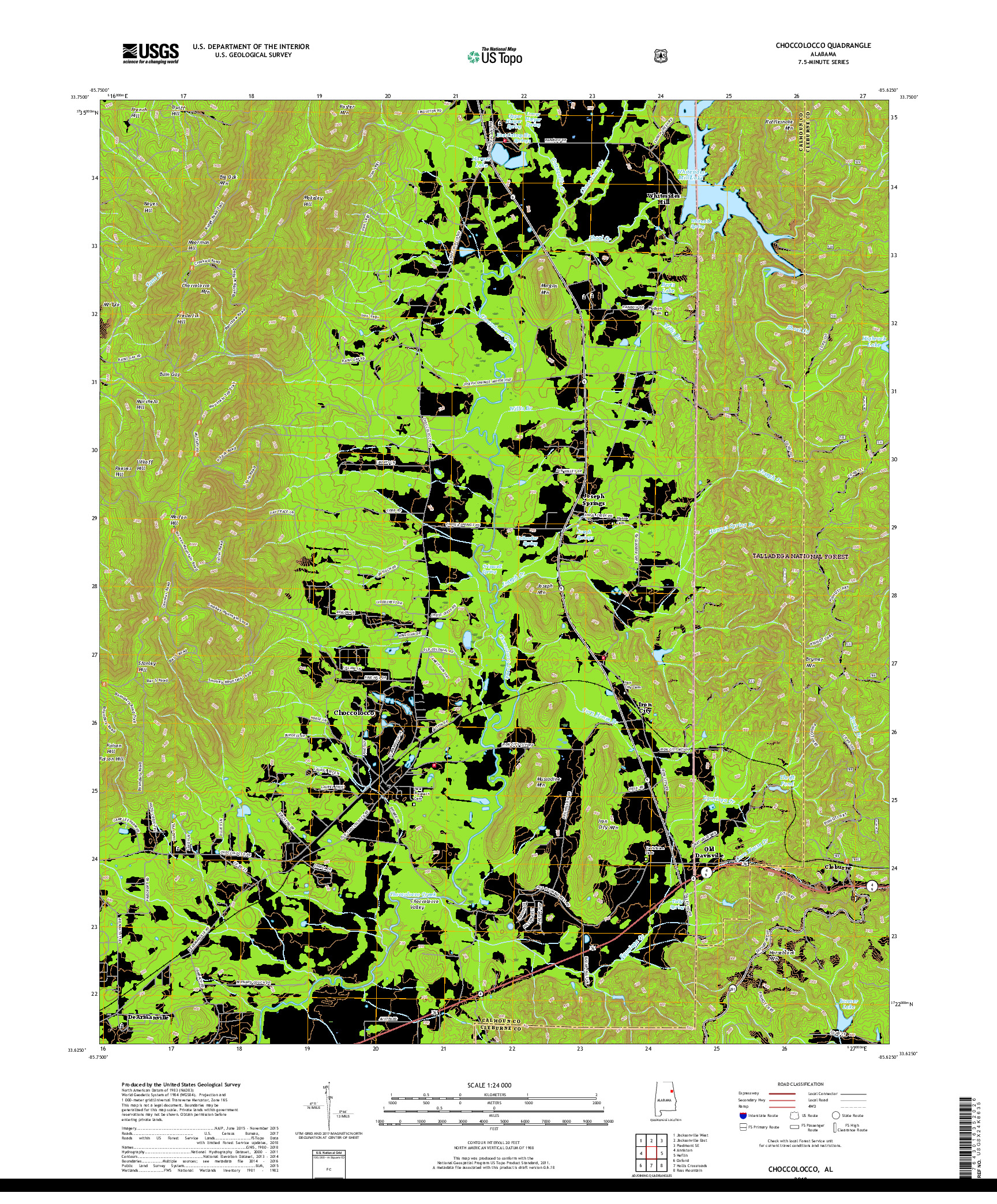 USGS US TOPO 7.5-MINUTE MAP FOR CHOCCOLOCCO, AL 2018