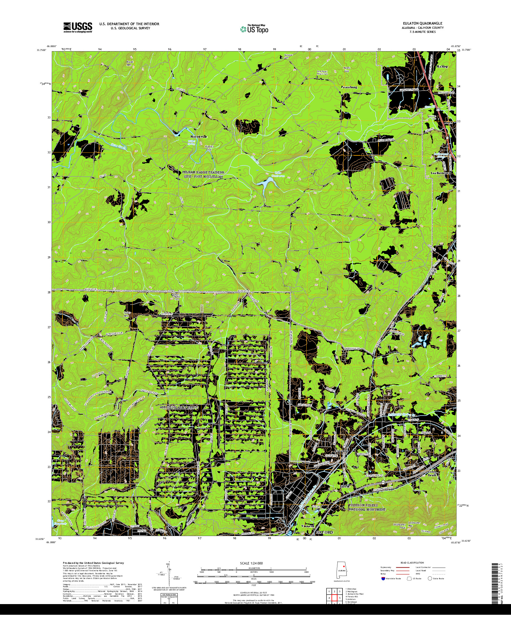 USGS US TOPO 7.5-MINUTE MAP FOR EULATON, AL 2018