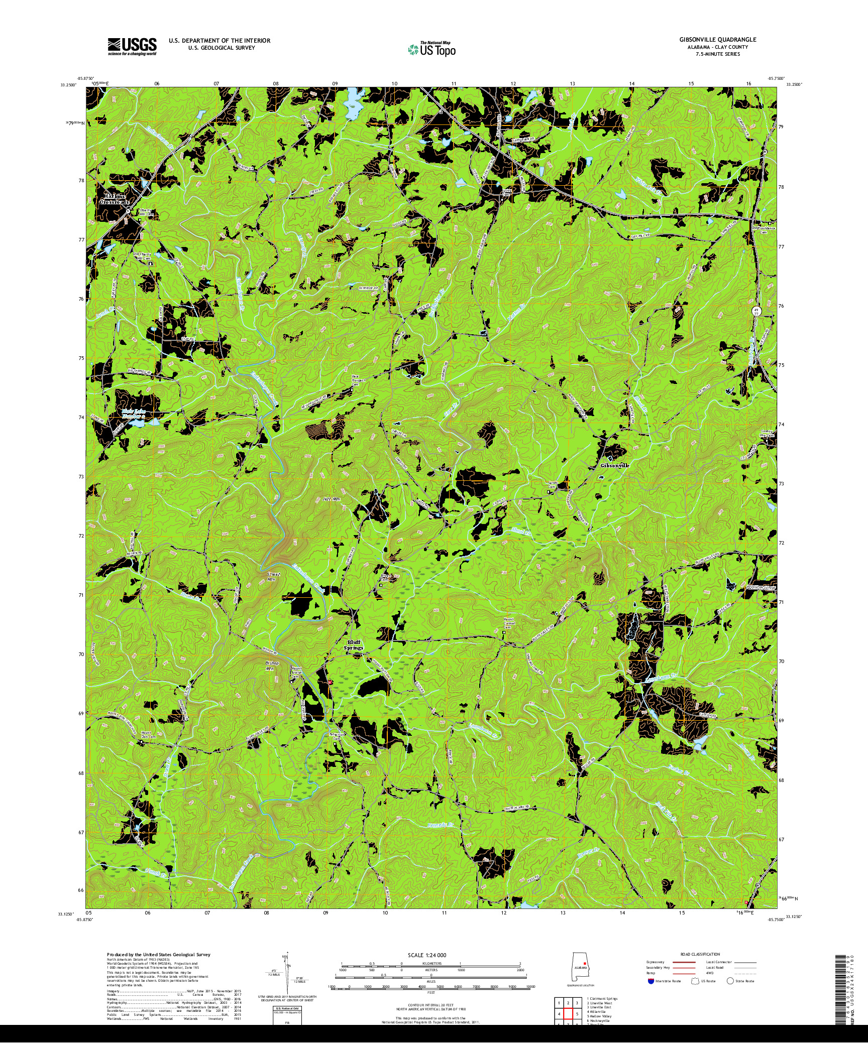 USGS US TOPO 7.5-MINUTE MAP FOR GIBSONVILLE, AL 2018