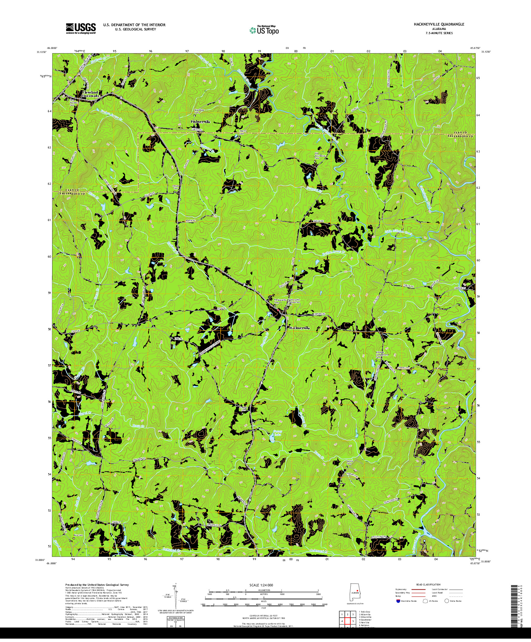 USGS US TOPO 7.5-MINUTE MAP FOR HACKNEYVILLE, AL 2018