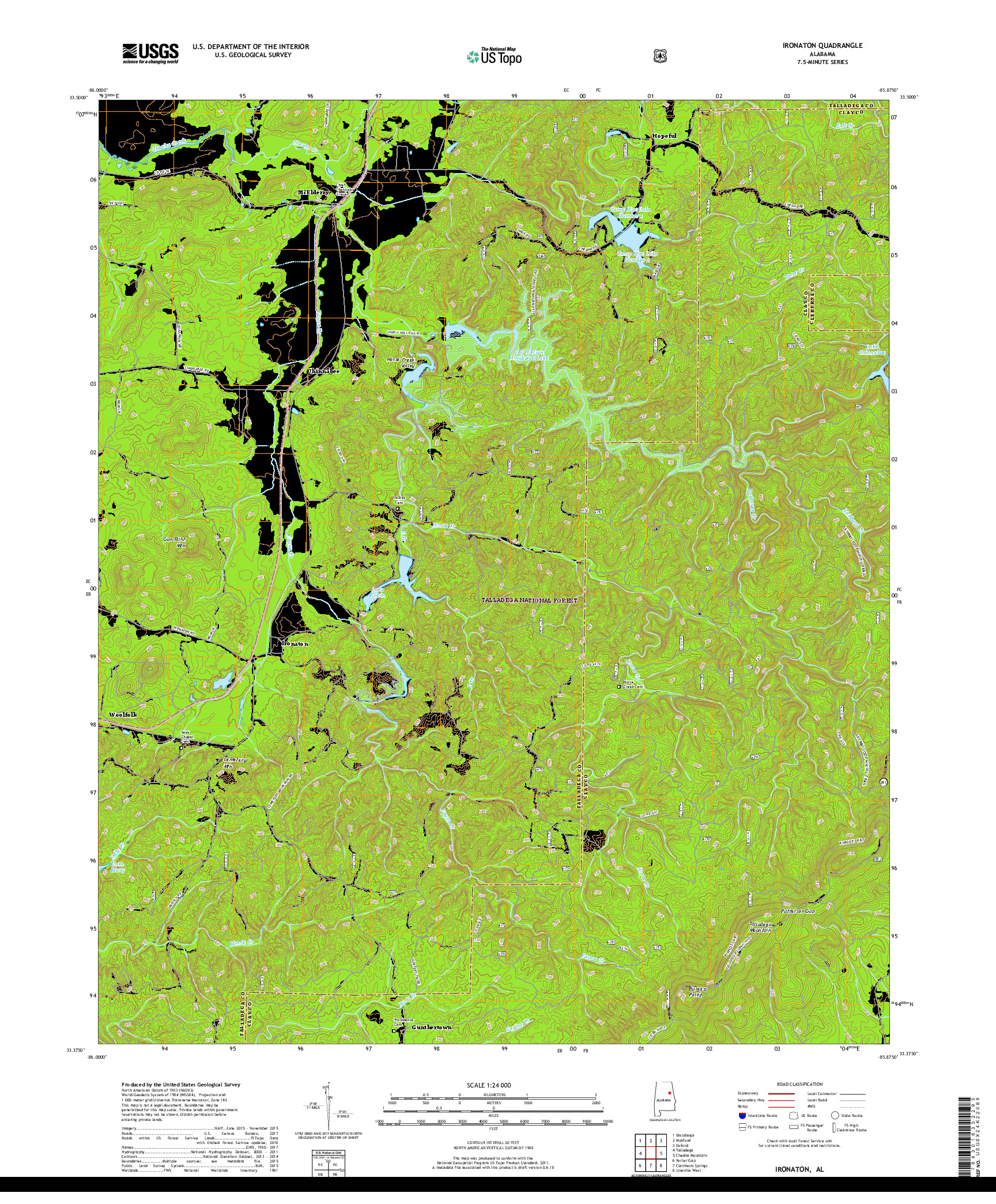 USGS US TOPO 7.5-MINUTE MAP FOR IRONATON, AL 2018