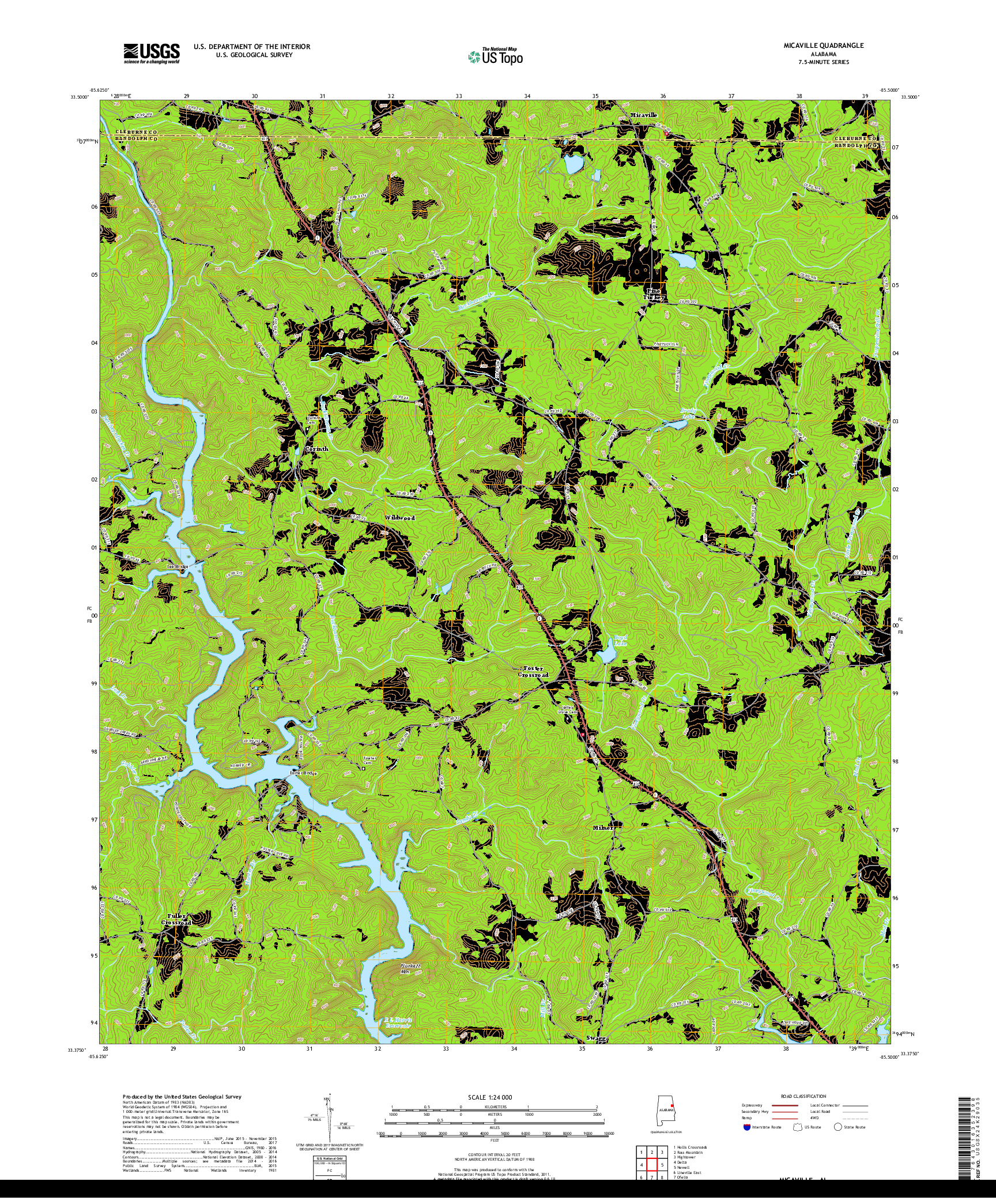 USGS US TOPO 7.5-MINUTE MAP FOR MICAVILLE, AL 2018