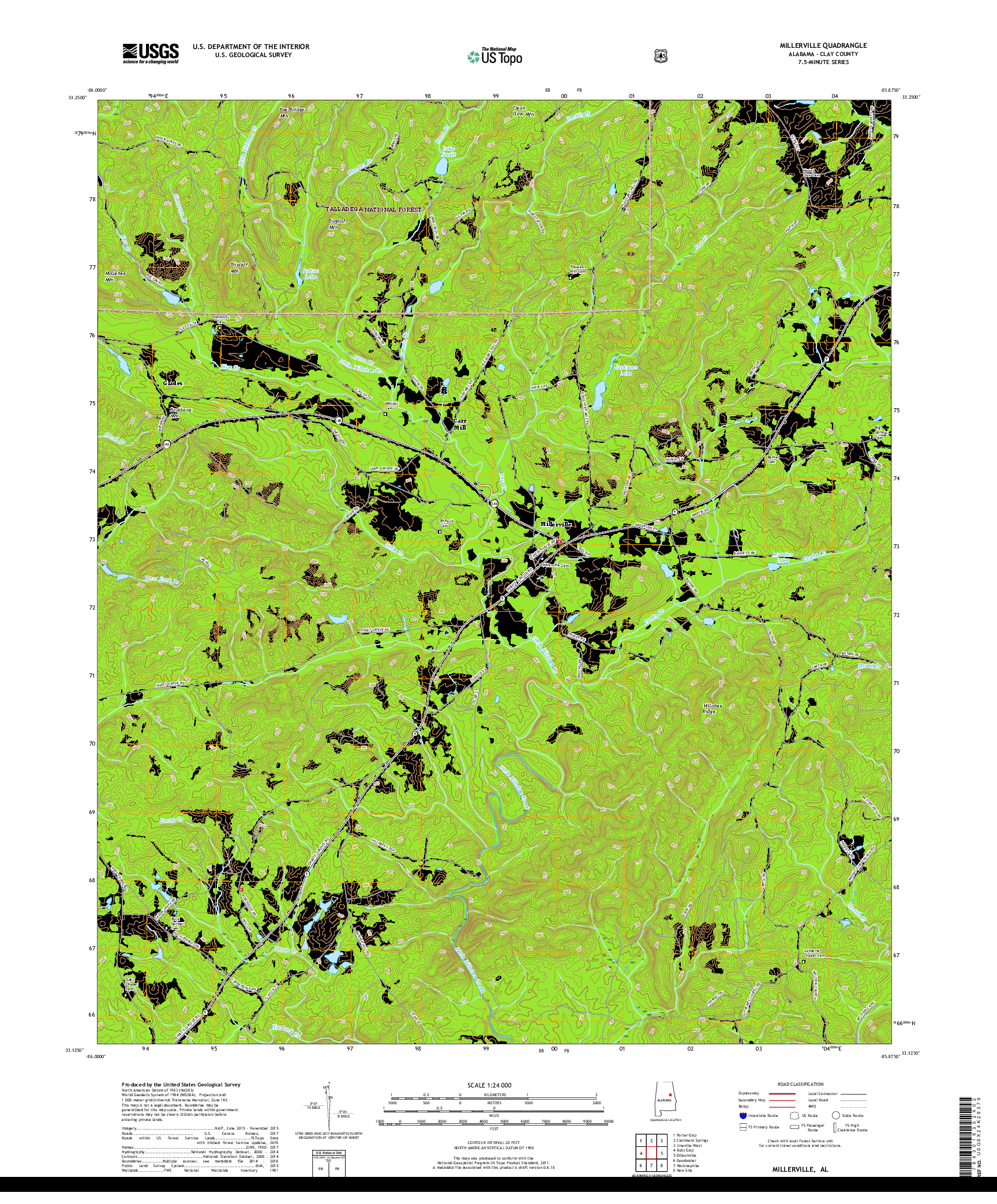 USGS US TOPO 7.5-MINUTE MAP FOR MILLERVILLE, AL 2018