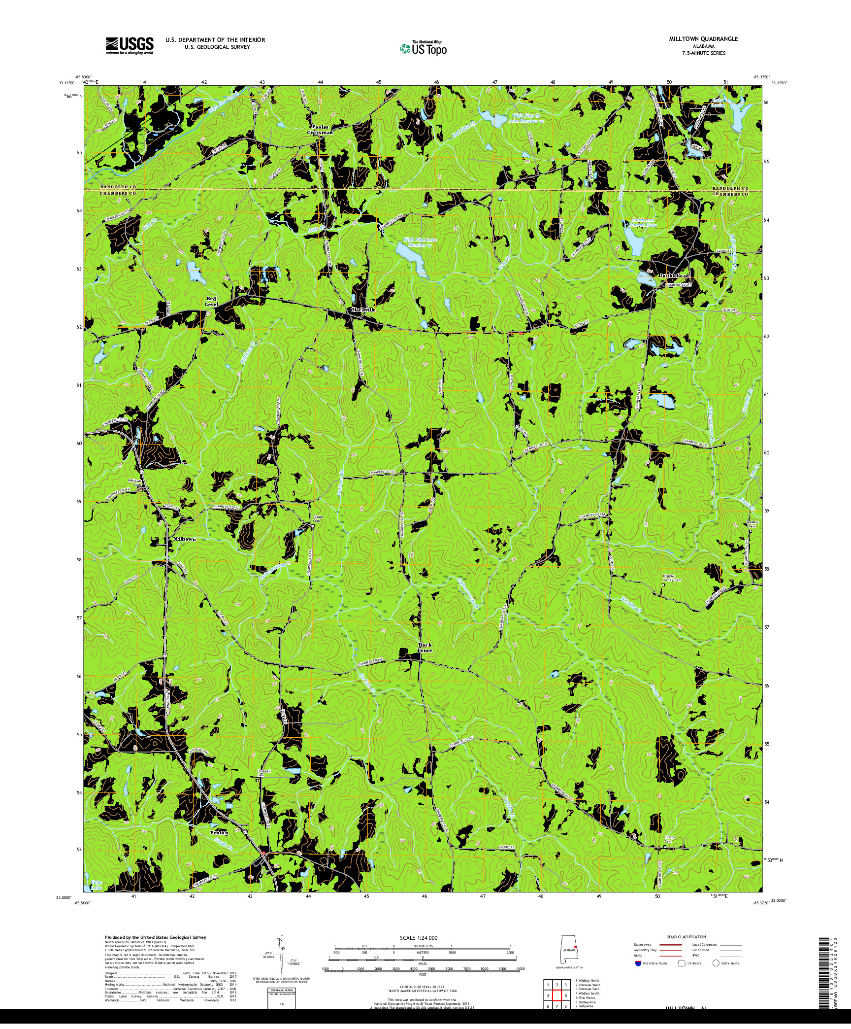 USGS US TOPO 7.5-MINUTE MAP FOR MILLTOWN, AL 2018