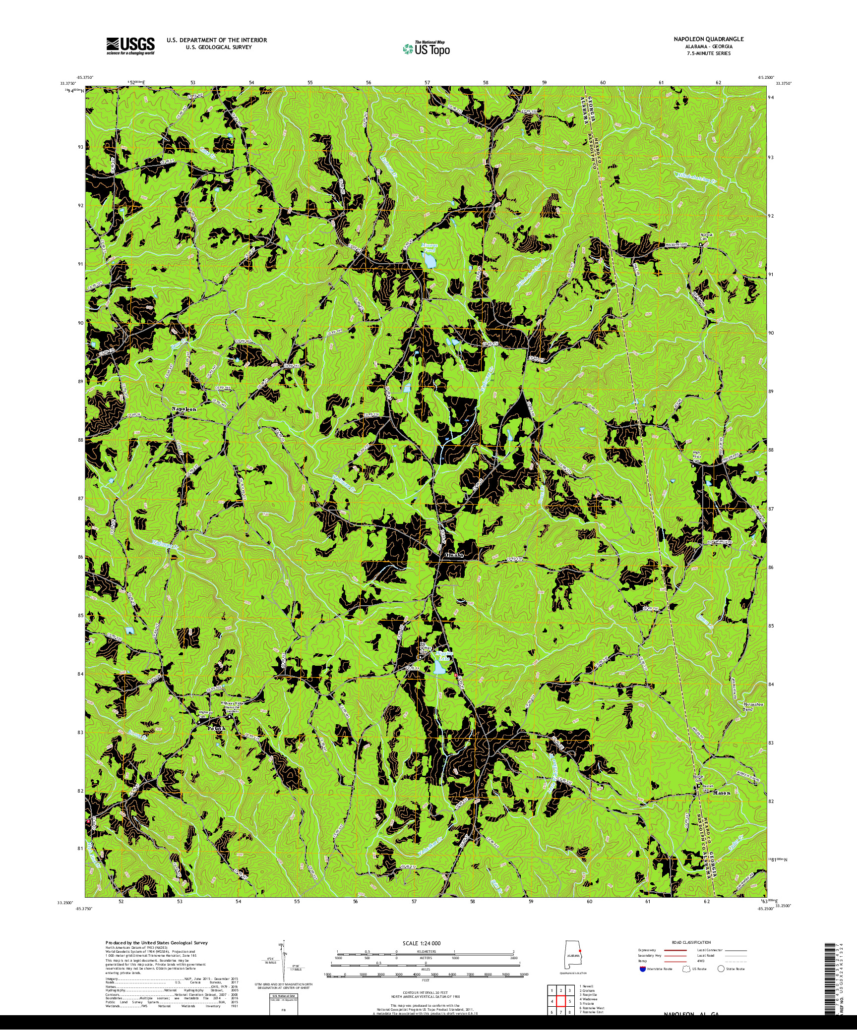 USGS US TOPO 7.5-MINUTE MAP FOR NAPOLEON, AL,GA 2018