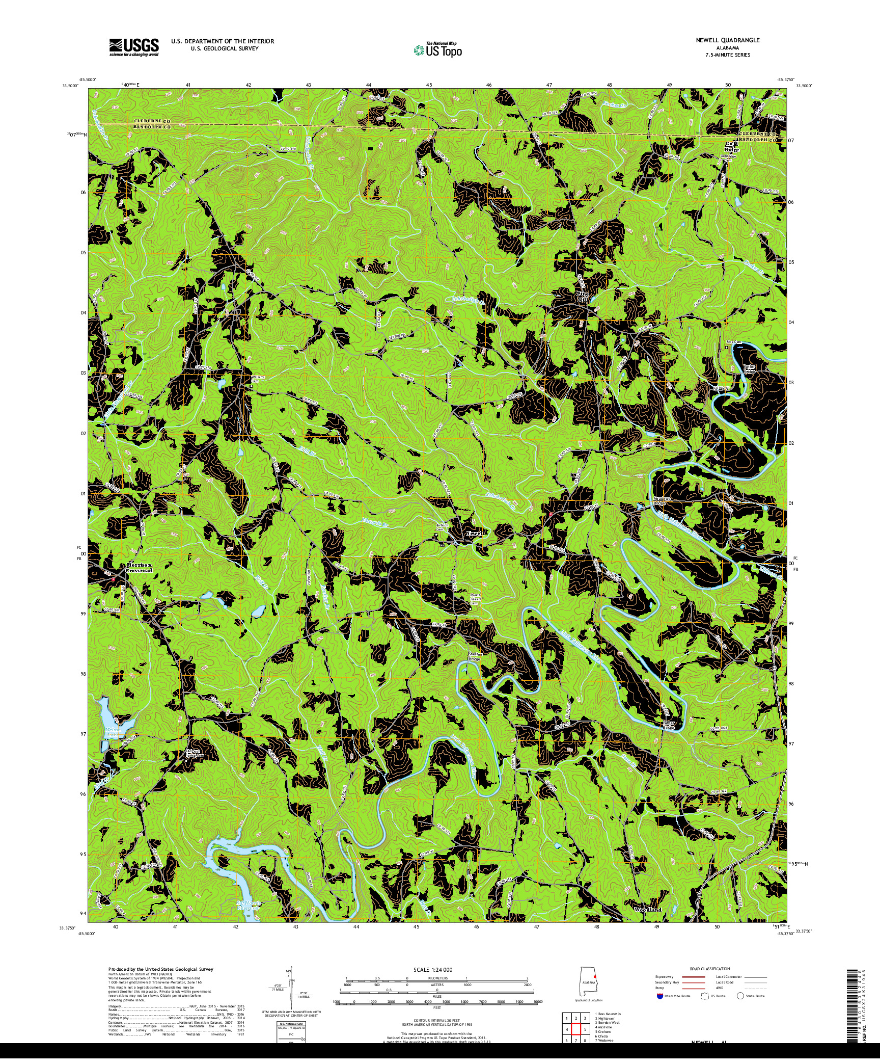 USGS US TOPO 7.5-MINUTE MAP FOR NEWELL, AL 2018