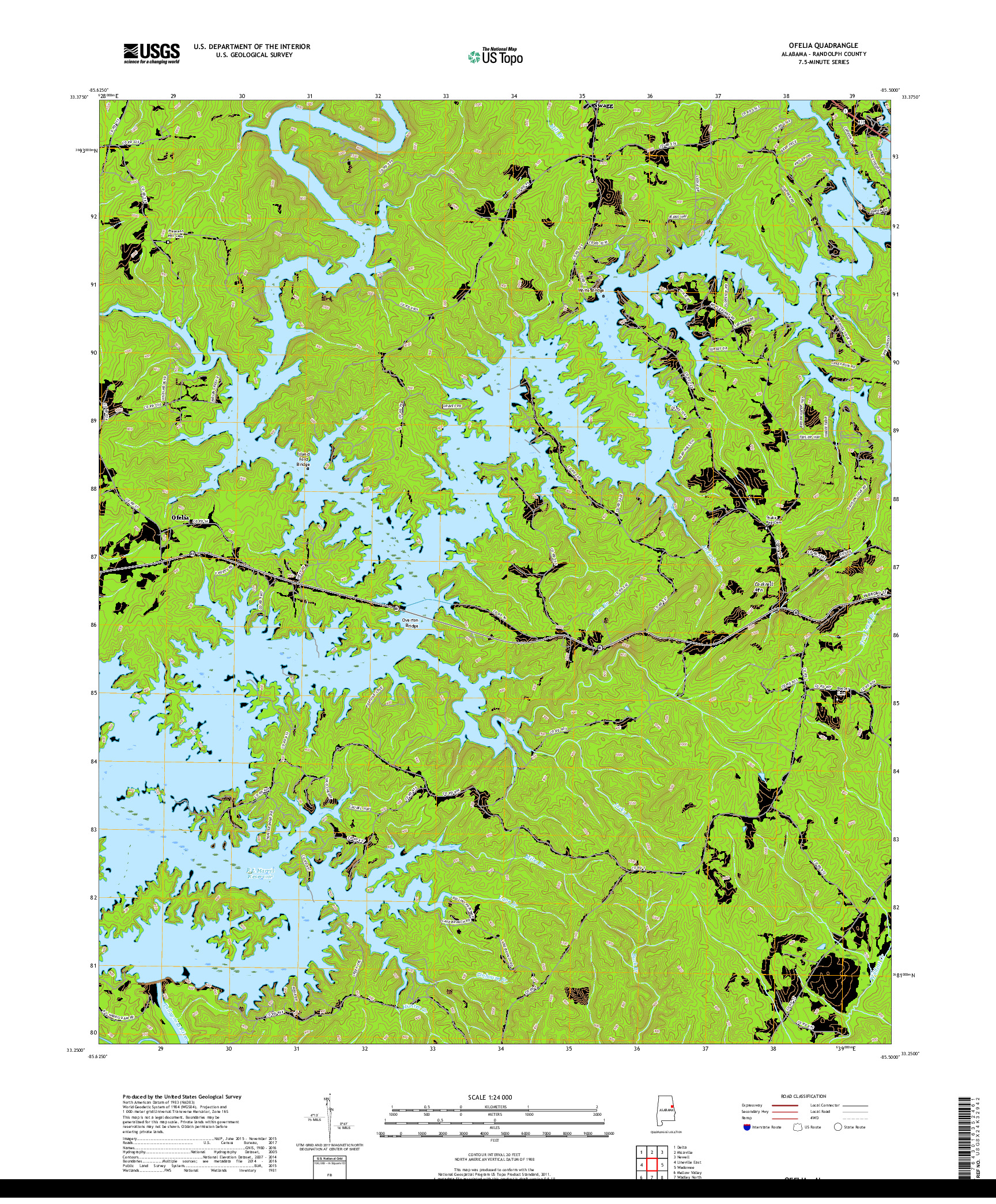USGS US TOPO 7.5-MINUTE MAP FOR OFELIA, AL 2018