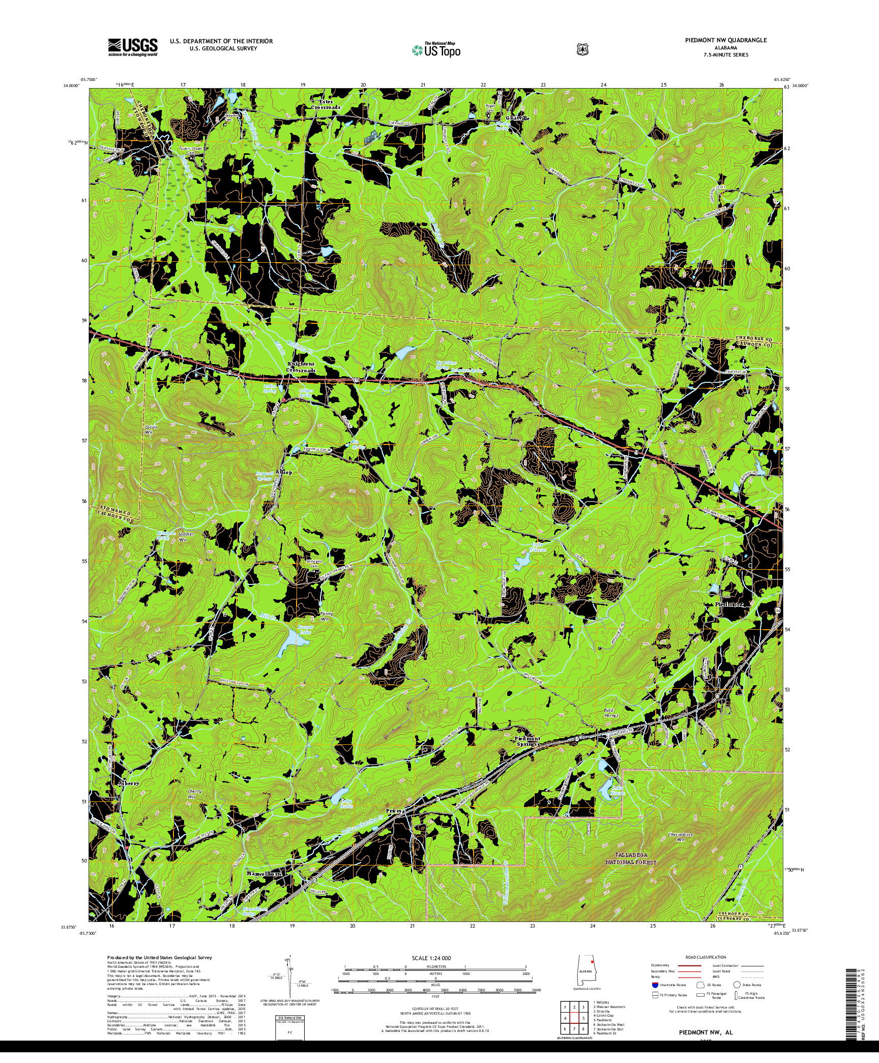 USGS US TOPO 7.5-MINUTE MAP FOR PIEDMONT NW, AL 2018