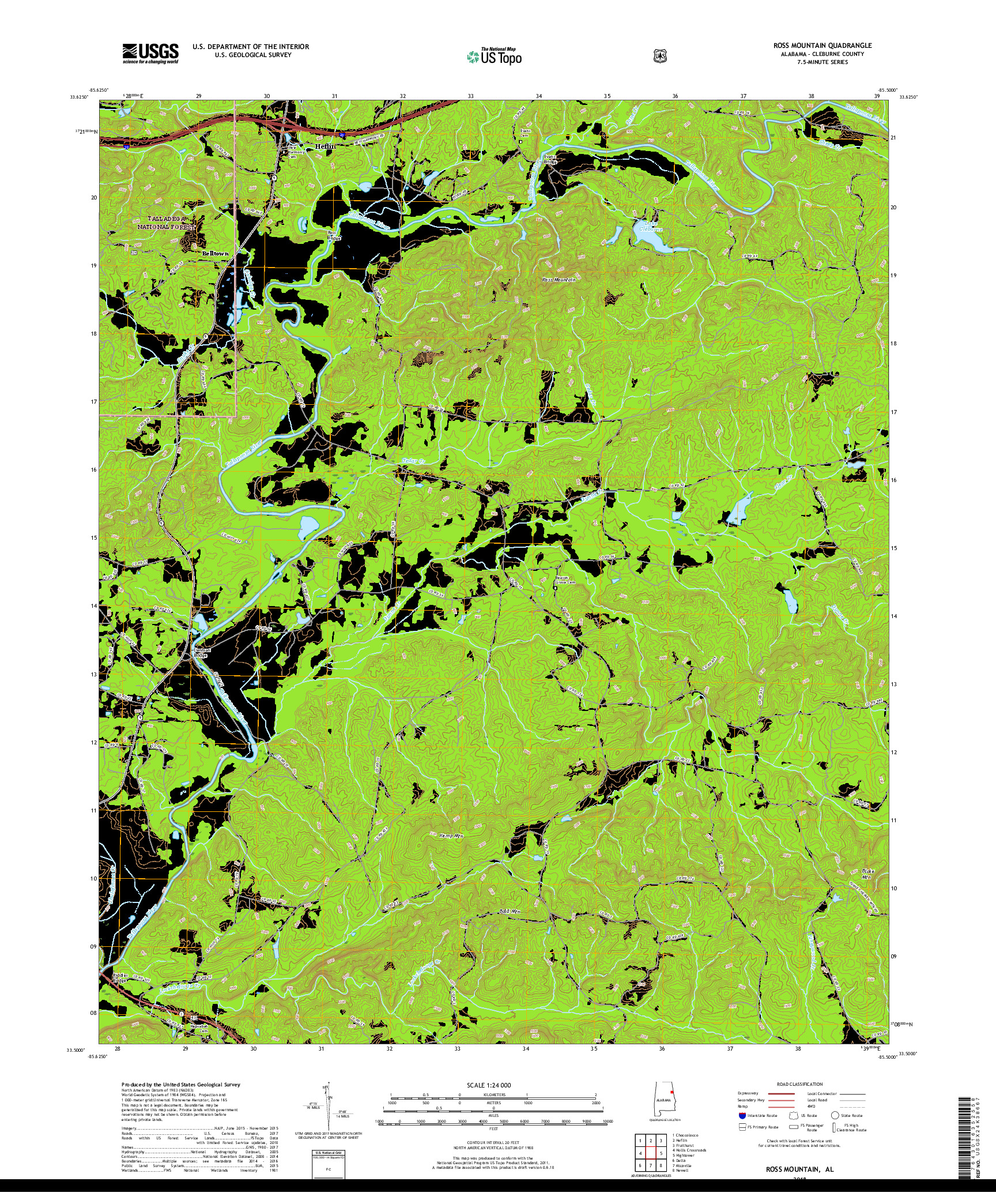 USGS US TOPO 7.5-MINUTE MAP FOR ROSS MOUNTAIN, AL 2018