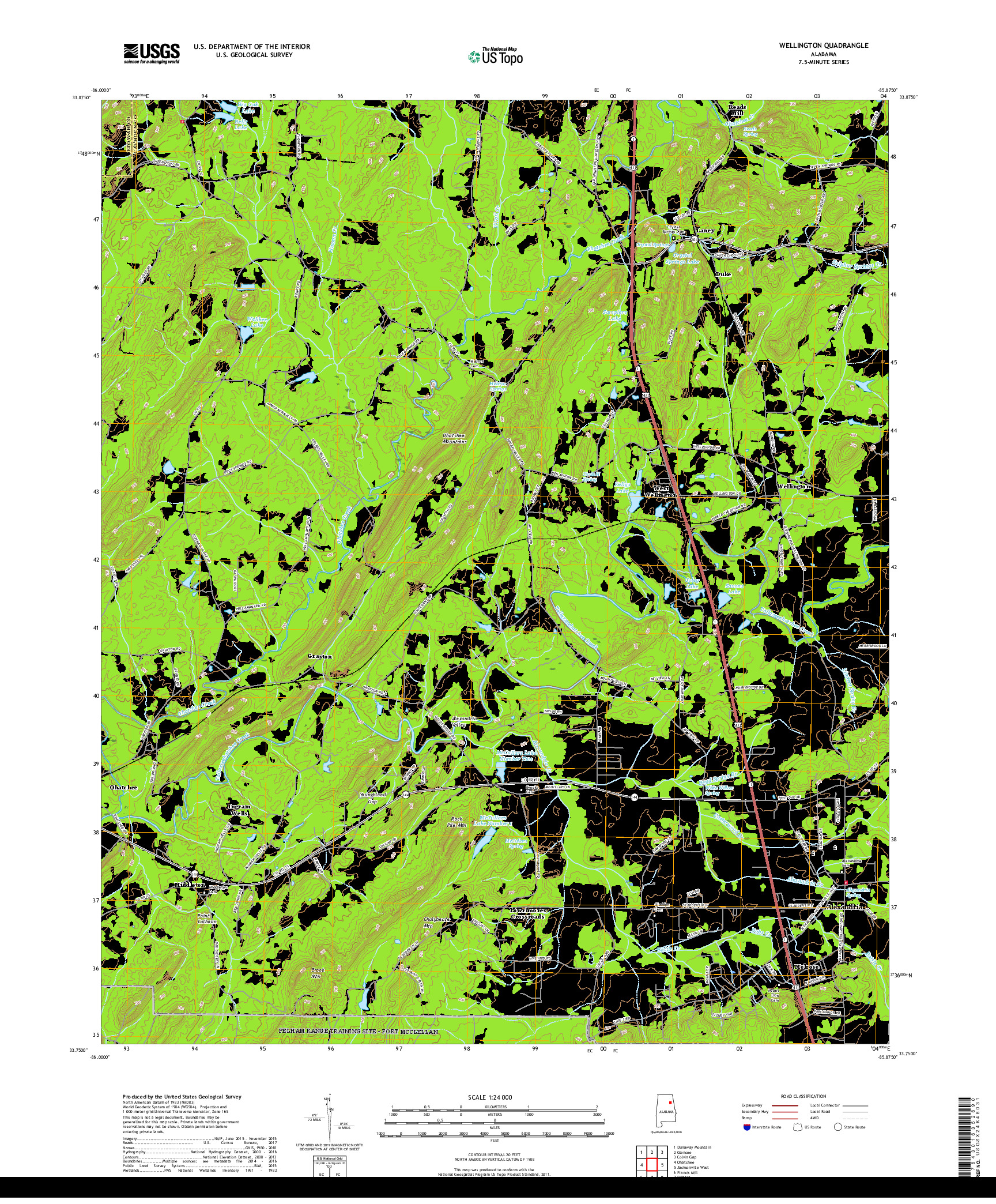 USGS US TOPO 7.5-MINUTE MAP FOR WELLINGTON, AL 2018