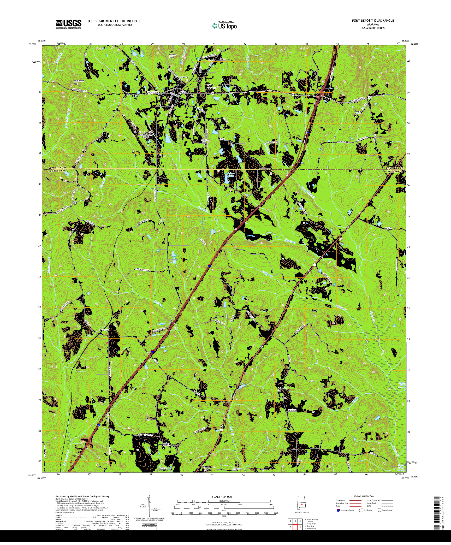 USGS US TOPO 7.5-MINUTE MAP FOR FORT DEPOSIT, AL 2018