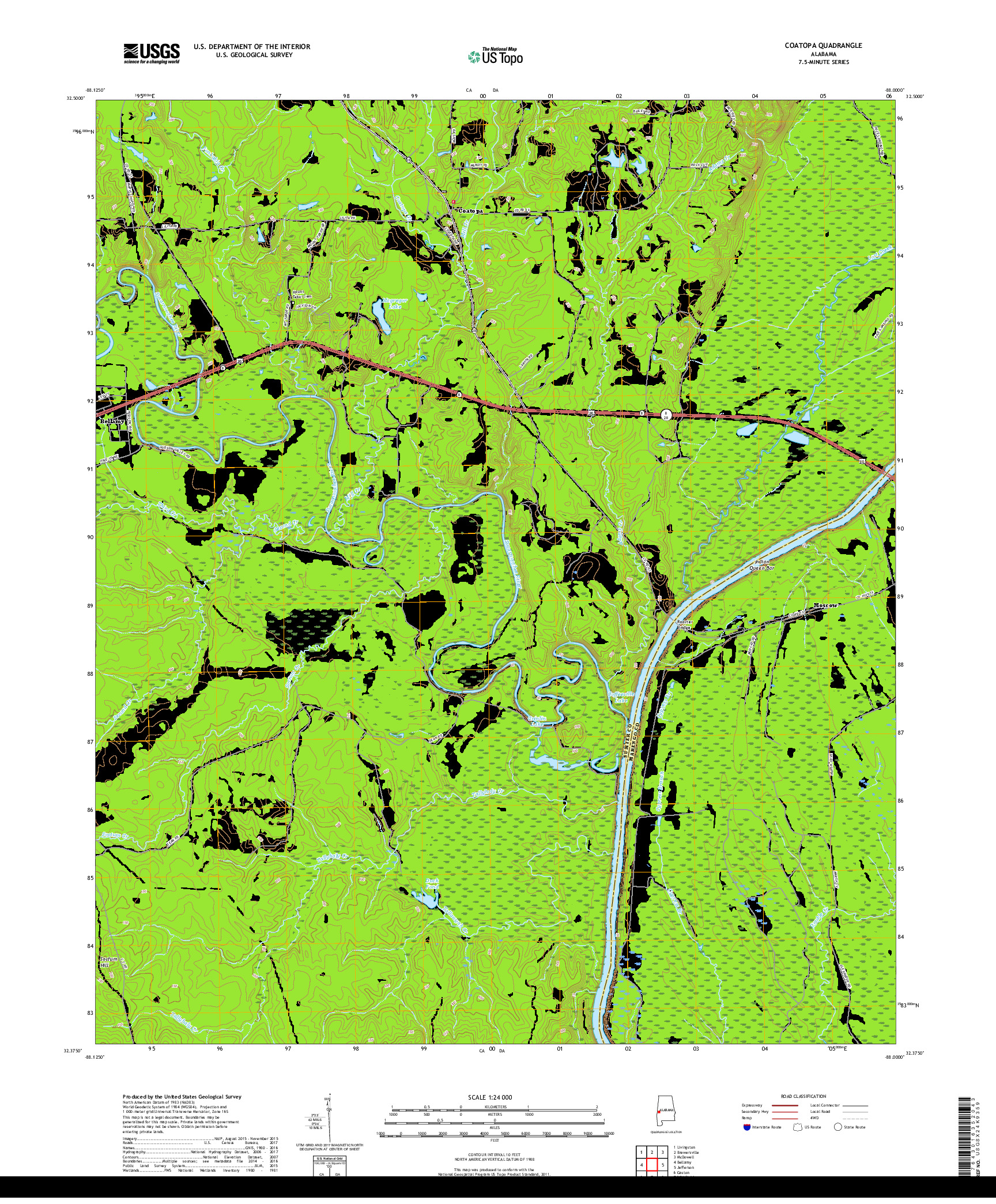 USGS US TOPO 7.5-MINUTE MAP FOR COATOPA, AL 2018