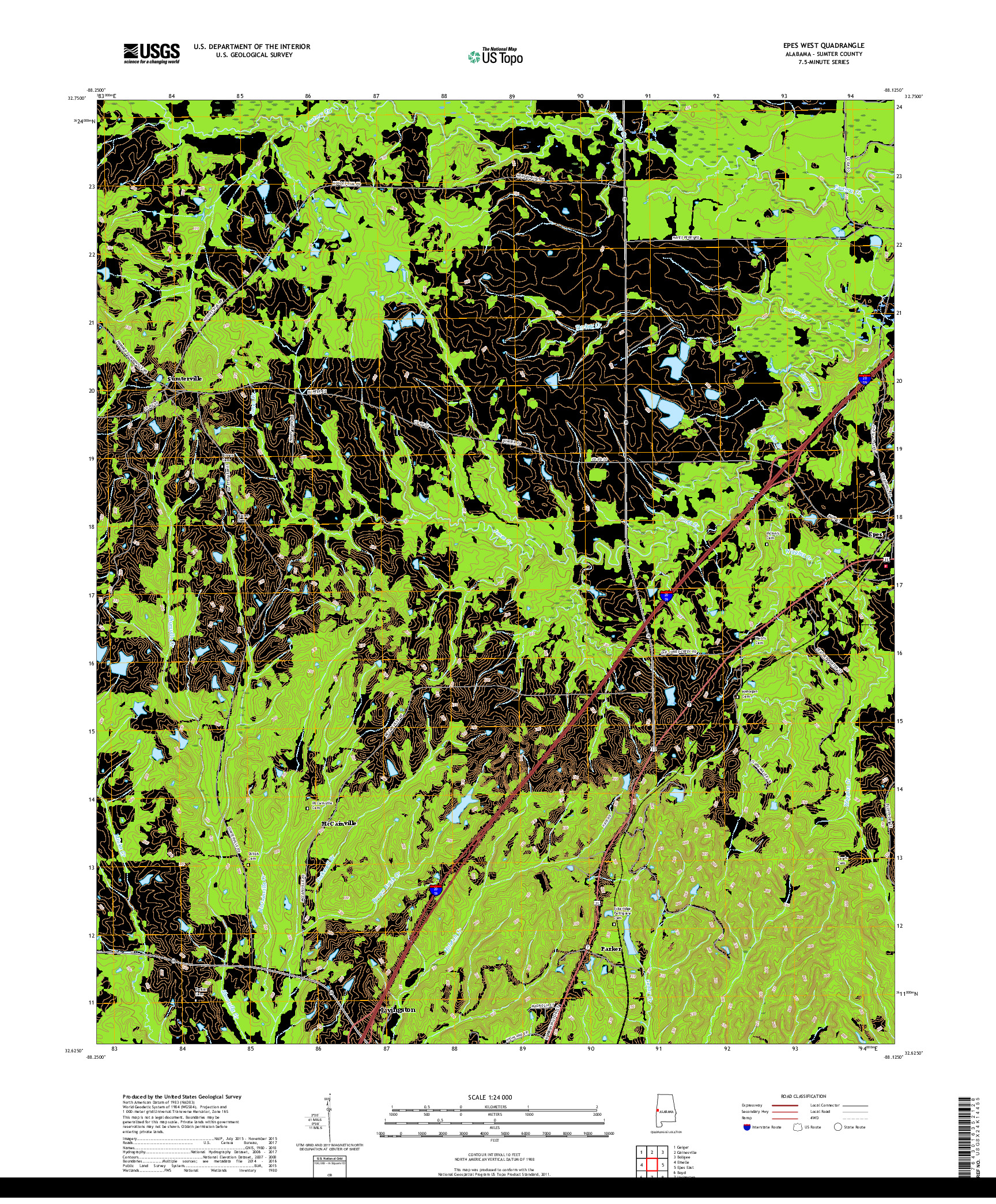 USGS US TOPO 7.5-MINUTE MAP FOR EPES WEST, AL 2018