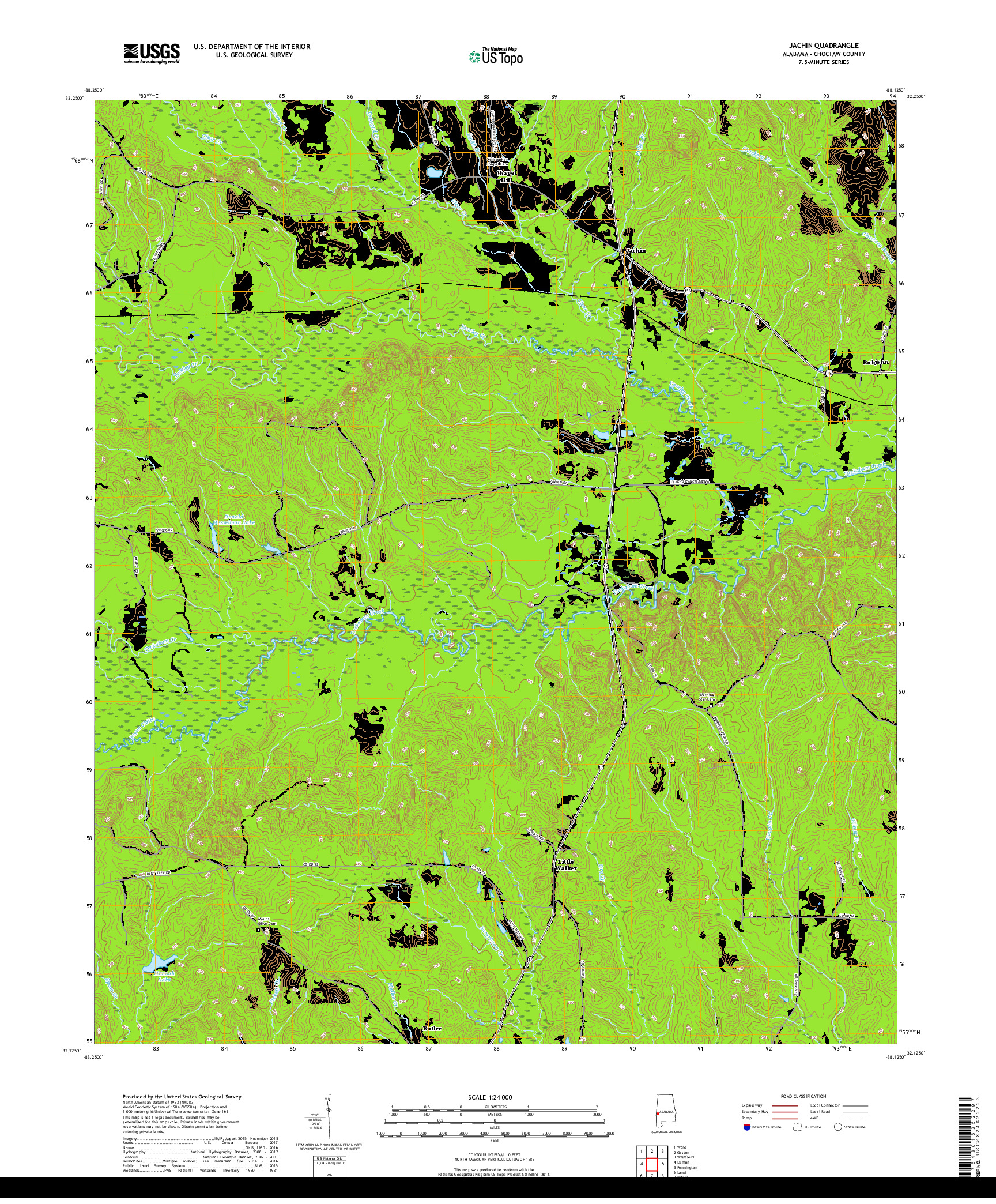 USGS US TOPO 7.5-MINUTE MAP FOR JACHIN, AL 2018