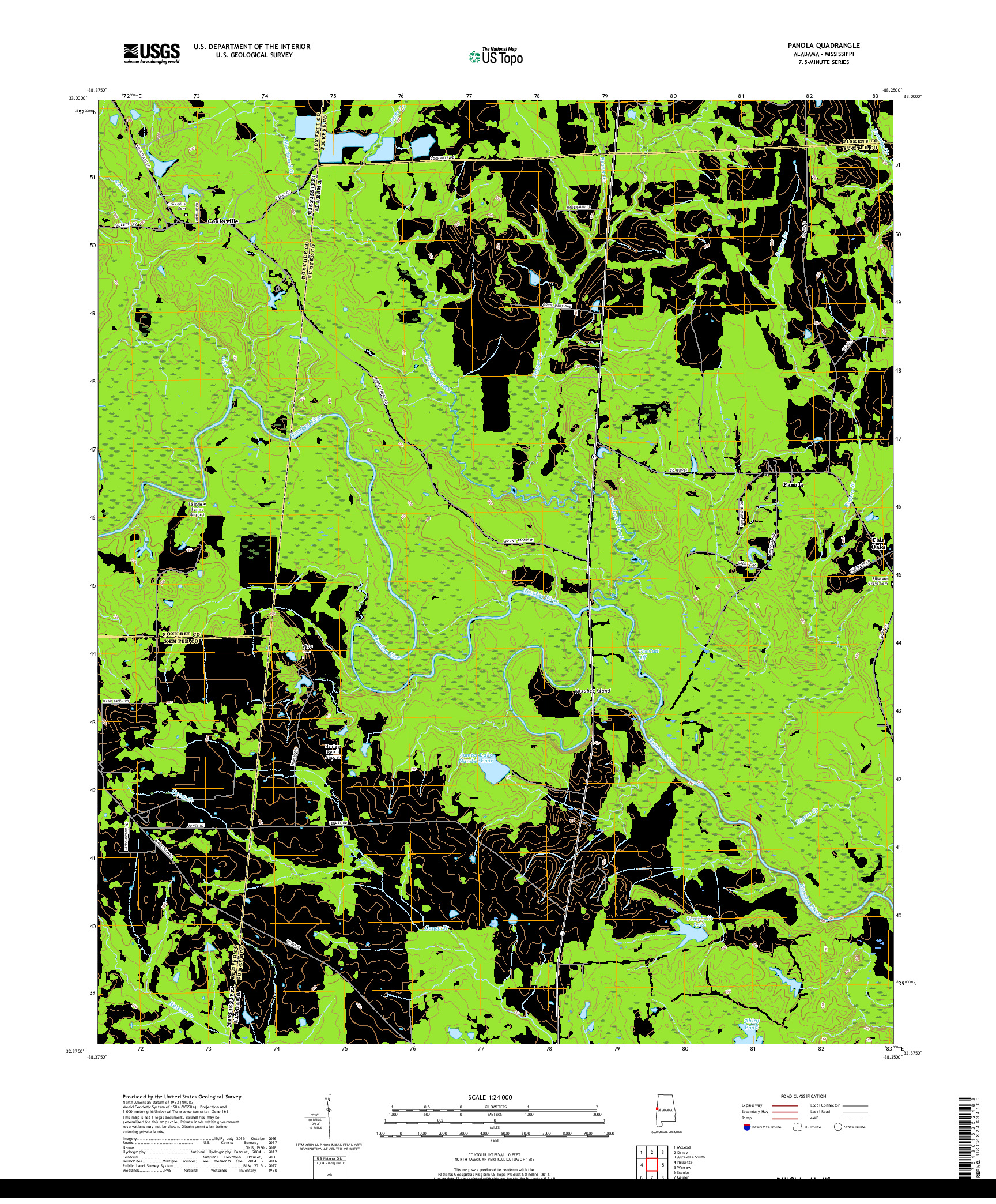 USGS US TOPO 7.5-MINUTE MAP FOR PANOLA, AL,MS 2018