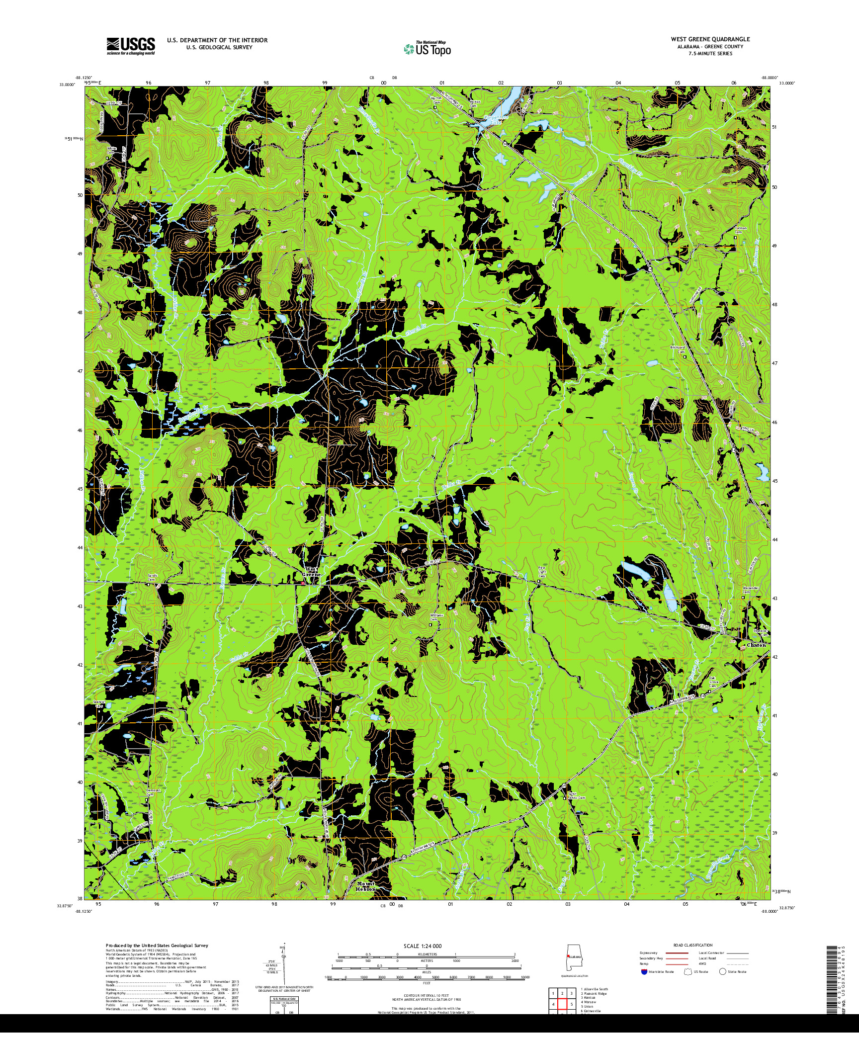 USGS US TOPO 7.5-MINUTE MAP FOR WEST GREENE, AL 2018