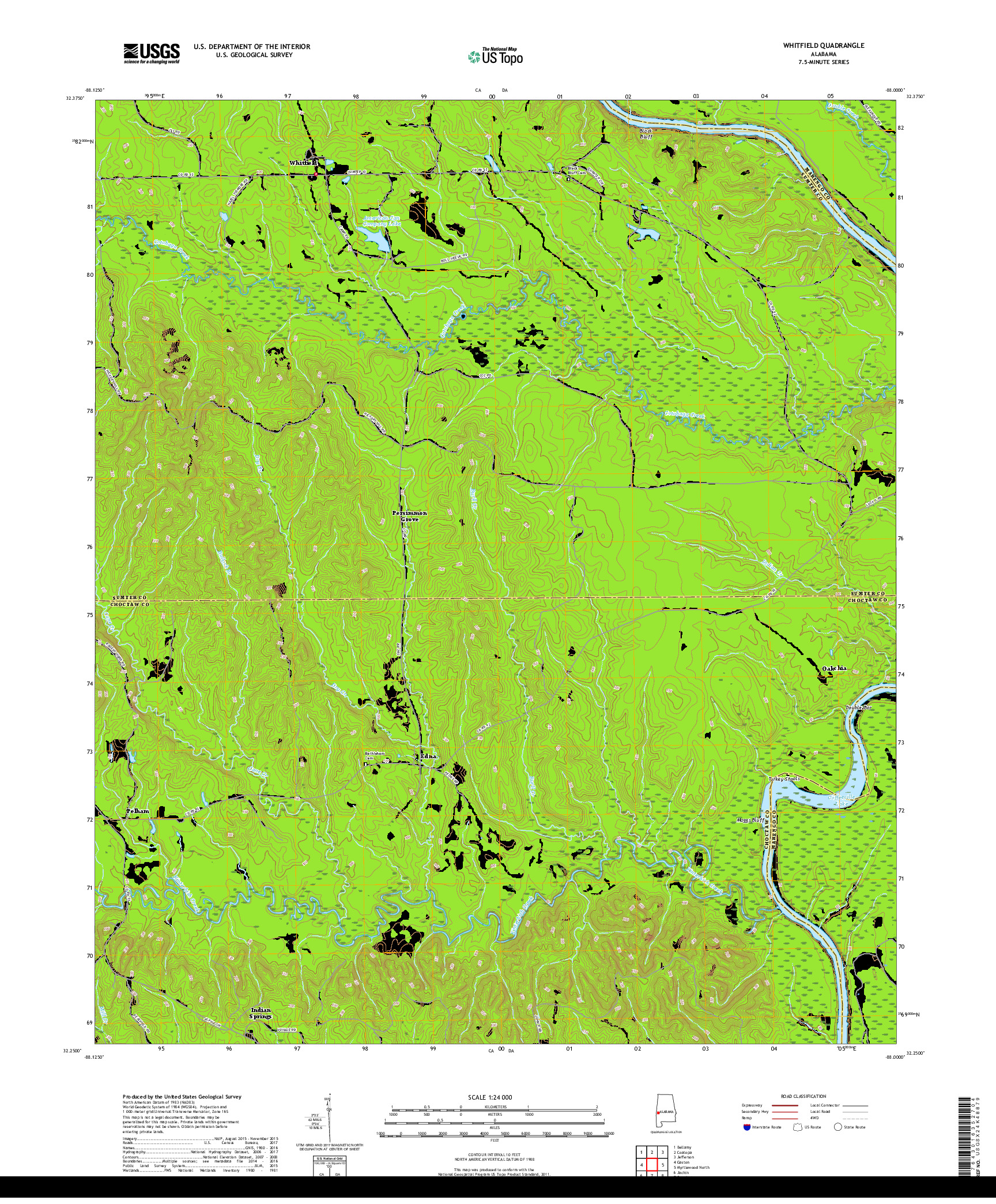 USGS US TOPO 7.5-MINUTE MAP FOR WHITFIELD, AL 2018