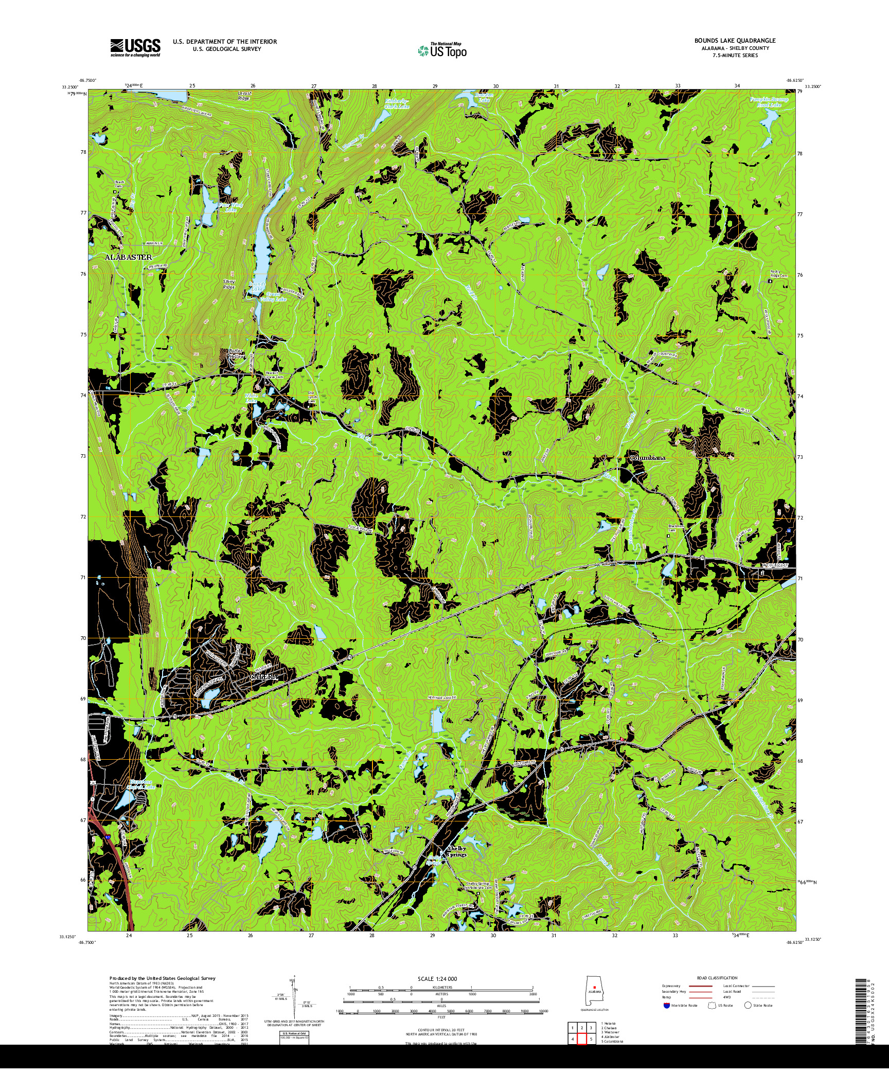 USGS US TOPO 7.5-MINUTE MAP FOR BOUNDS LAKE, AL 2018