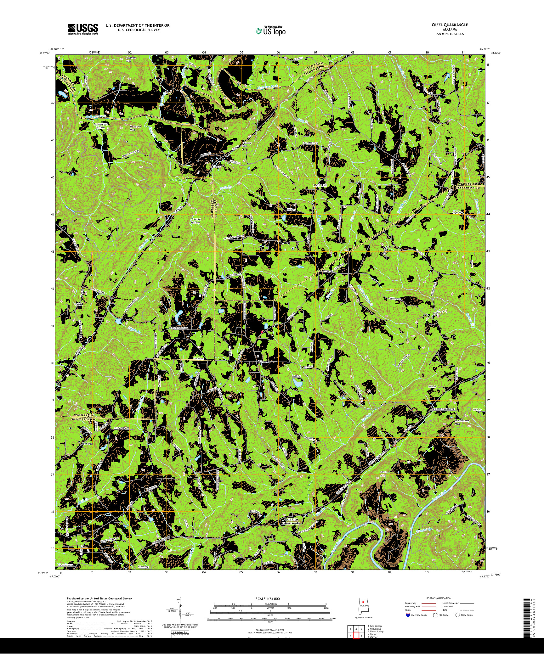 USGS US TOPO 7.5-MINUTE MAP FOR CREEL, AL 2018