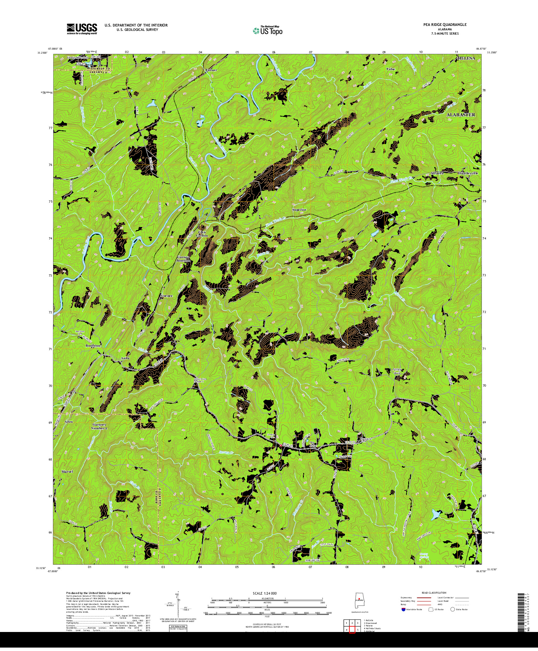 USGS US TOPO 7.5-MINUTE MAP FOR PEA RIDGE, AL 2018