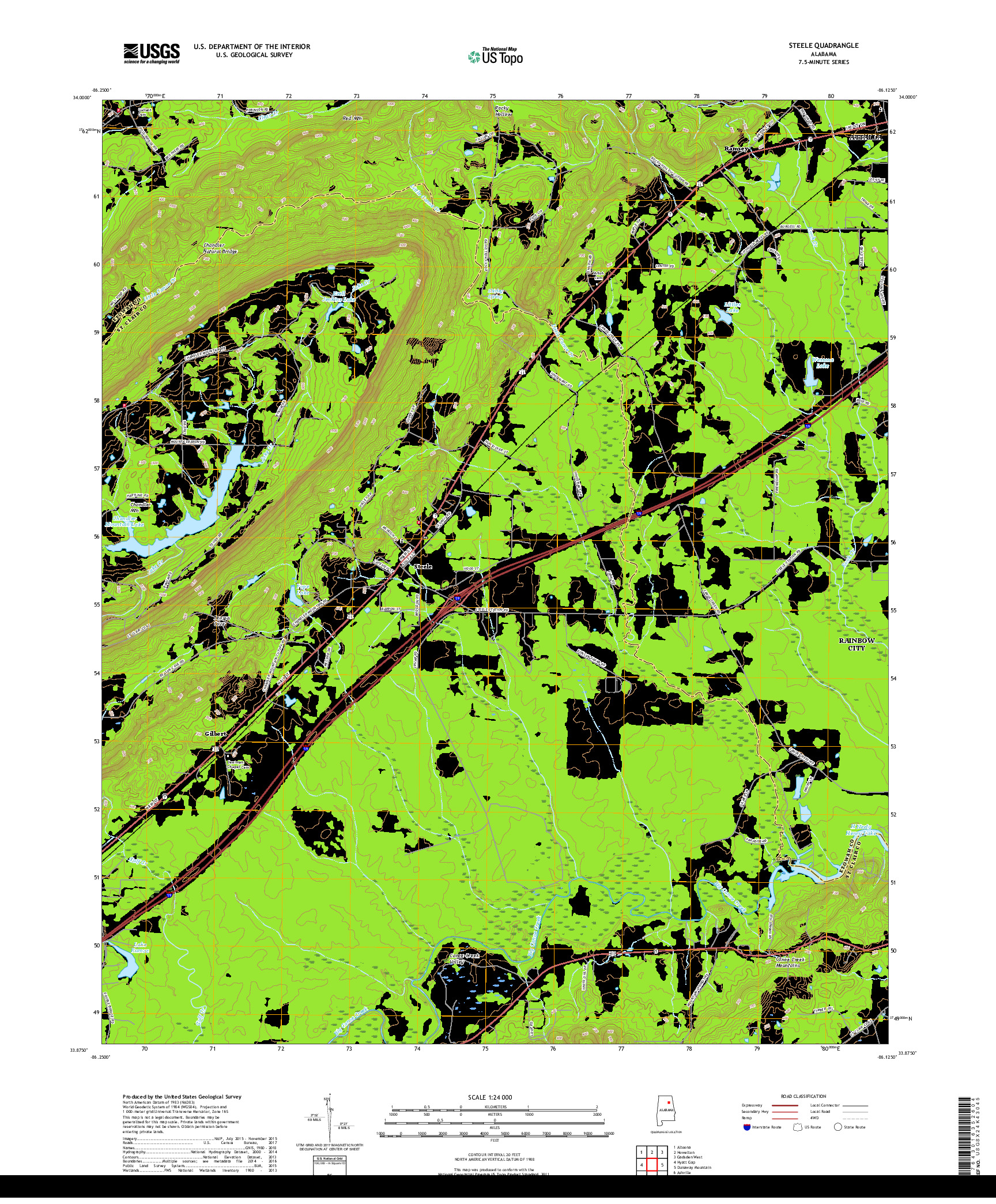 USGS US TOPO 7.5-MINUTE MAP FOR STEELE, AL 2018