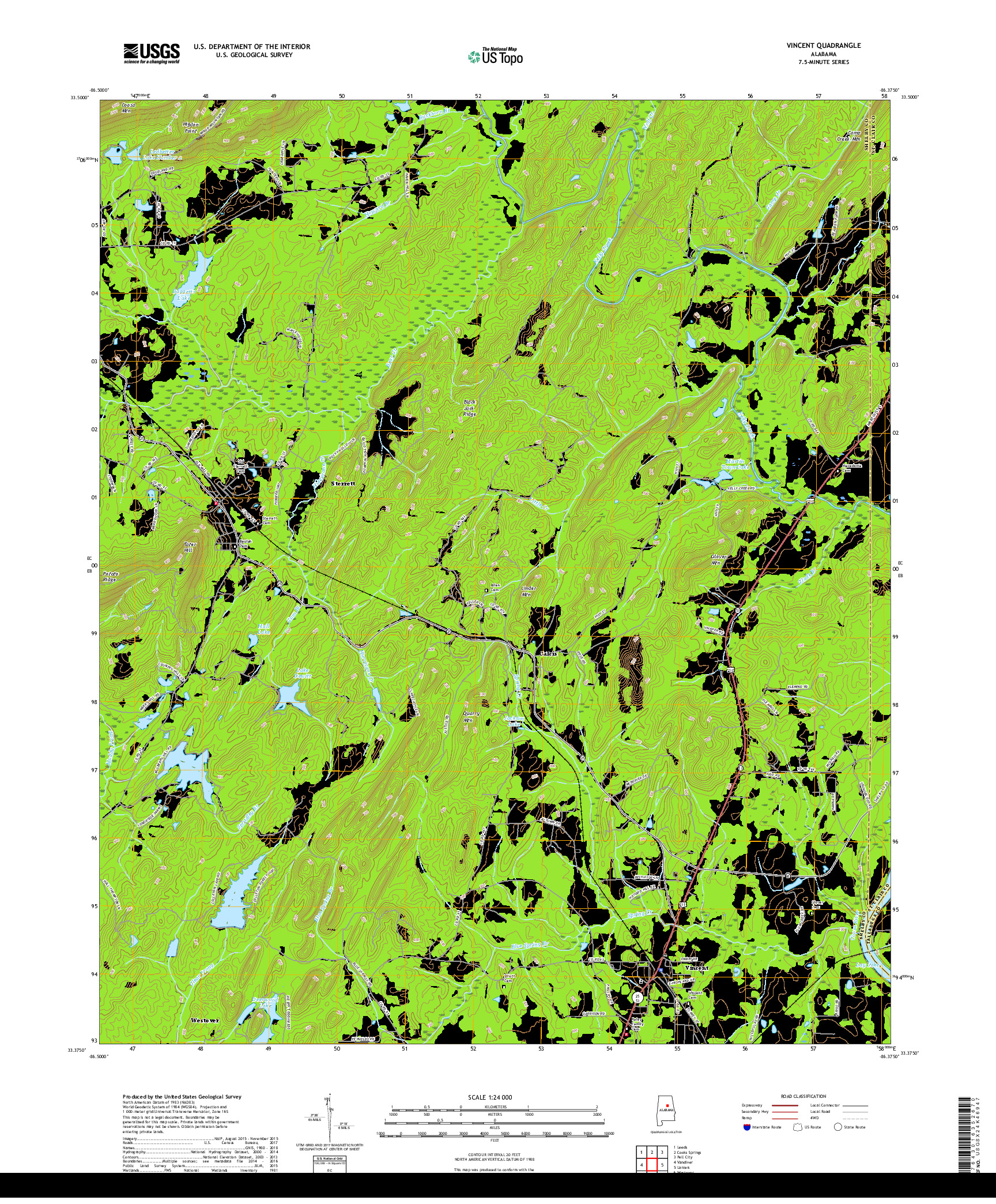 USGS US TOPO 7.5-MINUTE MAP FOR VINCENT, AL 2018