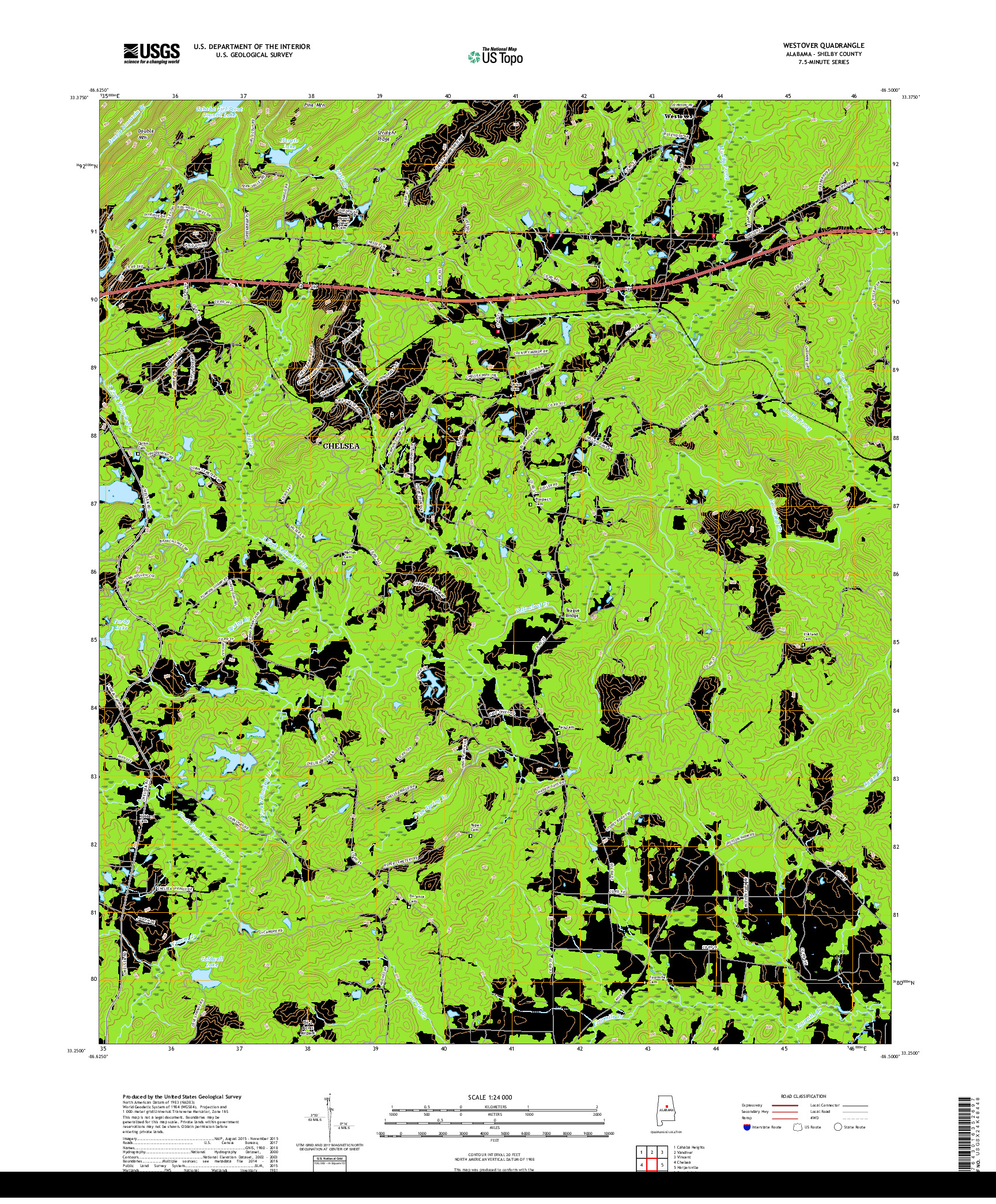 USGS US TOPO 7.5-MINUTE MAP FOR WESTOVER, AL 2018