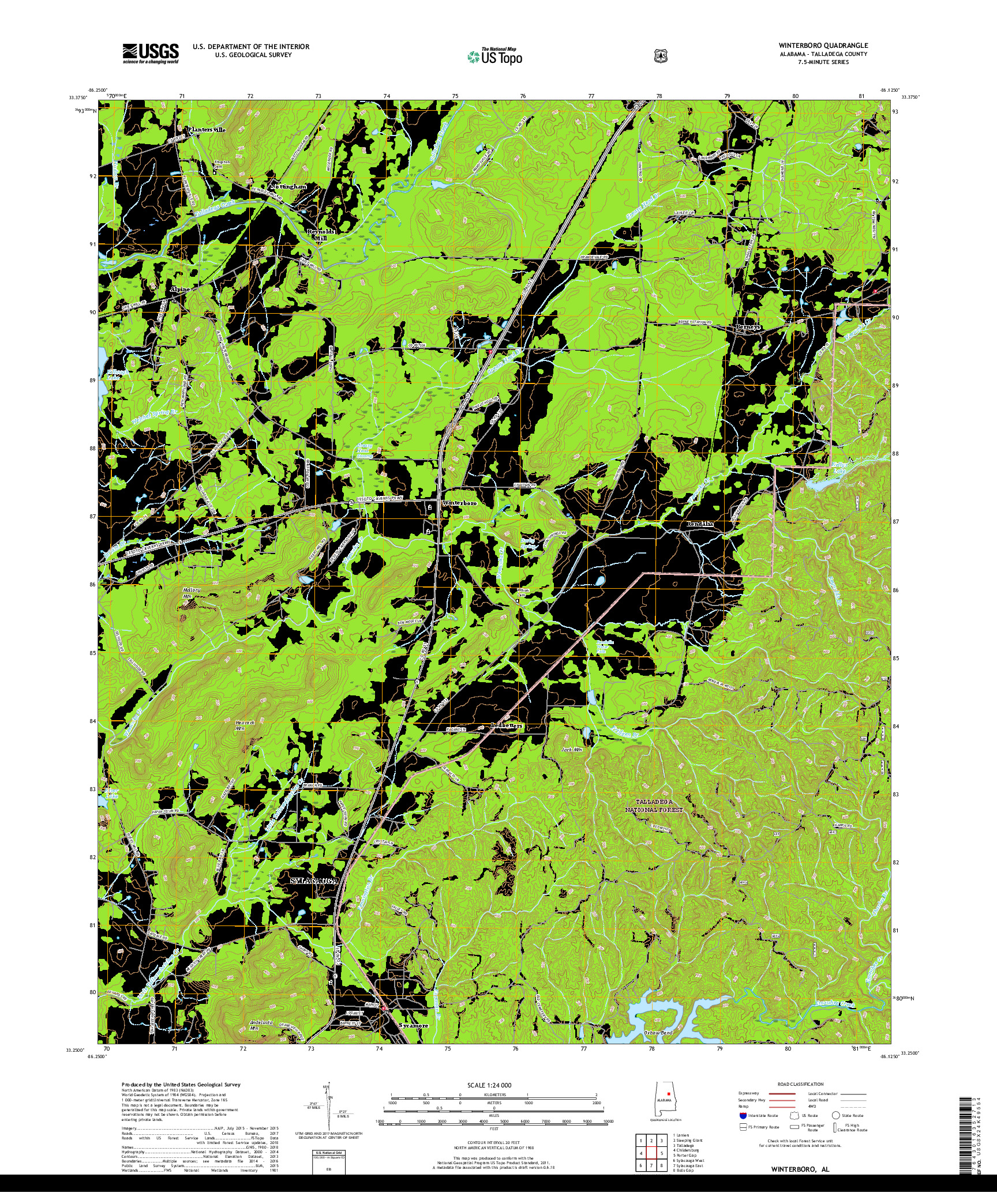 USGS US TOPO 7.5-MINUTE MAP FOR WINTERBORO, AL 2018