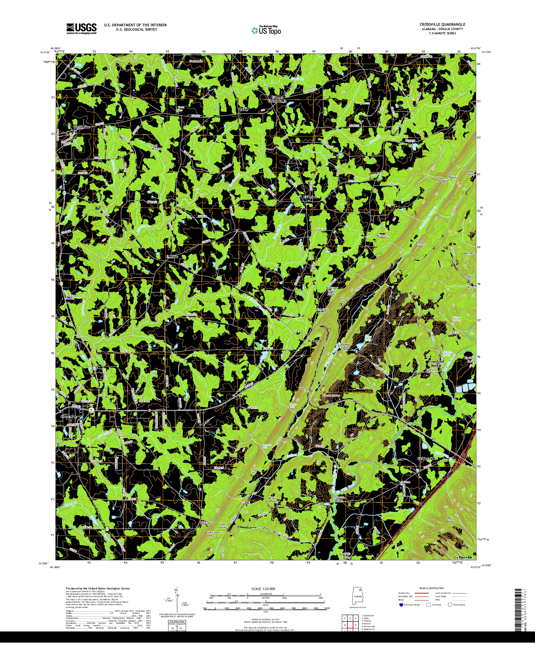 USGS US TOPO 7.5-MINUTE MAP FOR CROSSVILLE, AL 2018