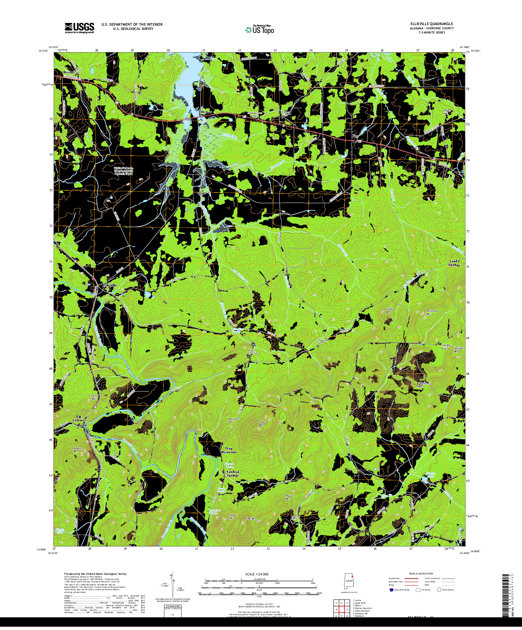 USGS US TOPO 7.5-MINUTE MAP FOR ELLISVILLE, AL 2018