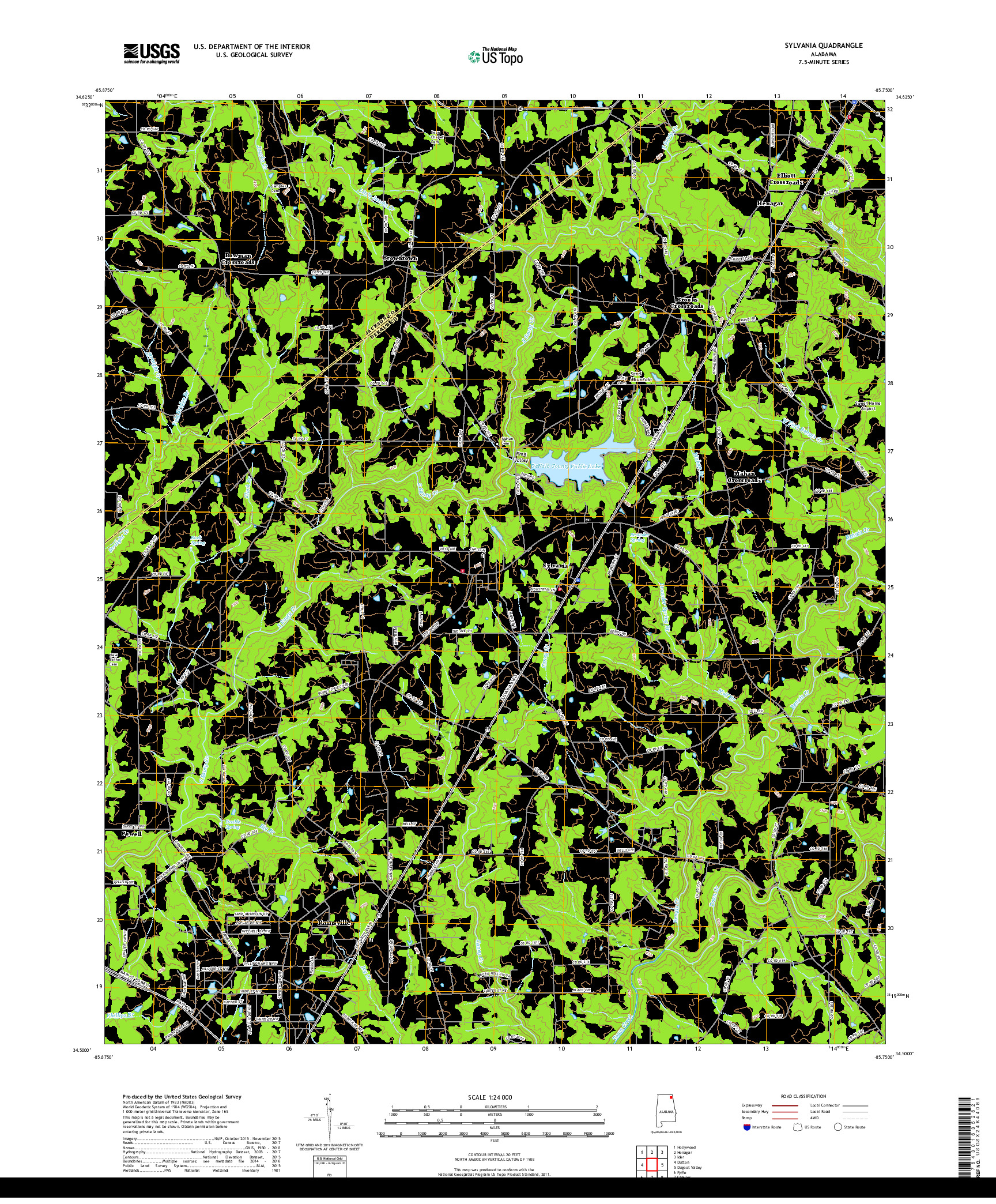 USGS US TOPO 7.5-MINUTE MAP FOR SYLVANIA, AL 2018