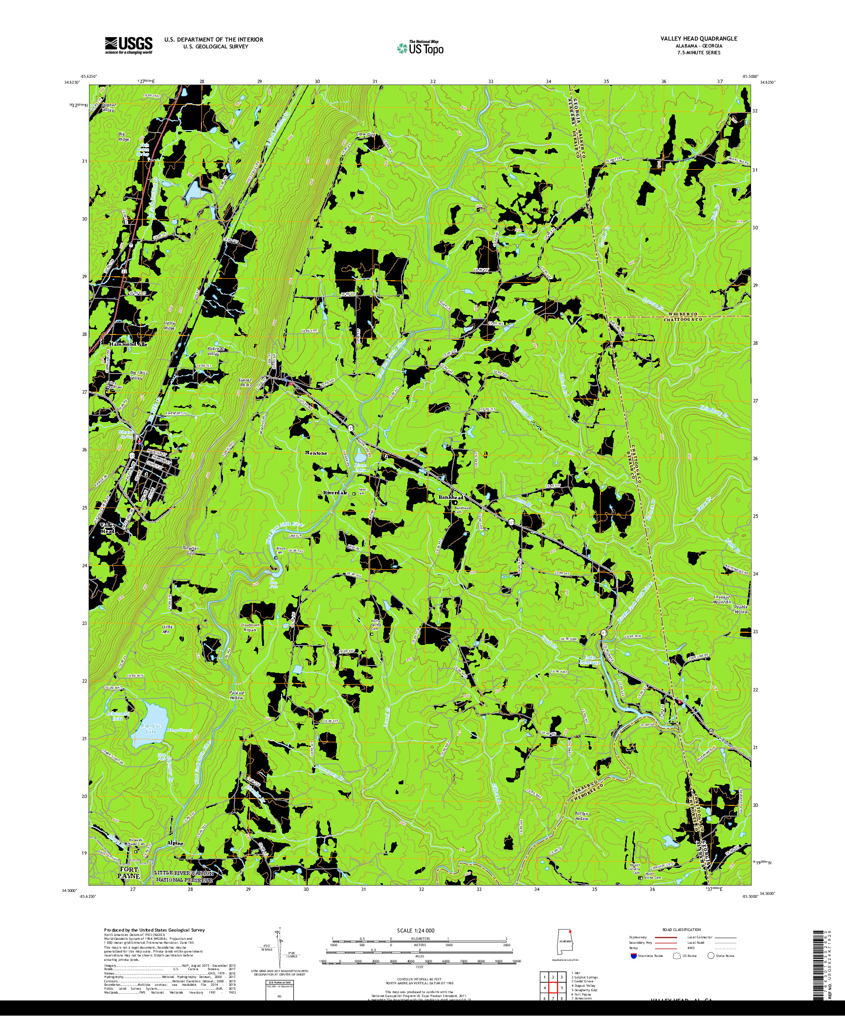 USGS US TOPO 7.5-MINUTE MAP FOR VALLEY HEAD, AL,GA 2018