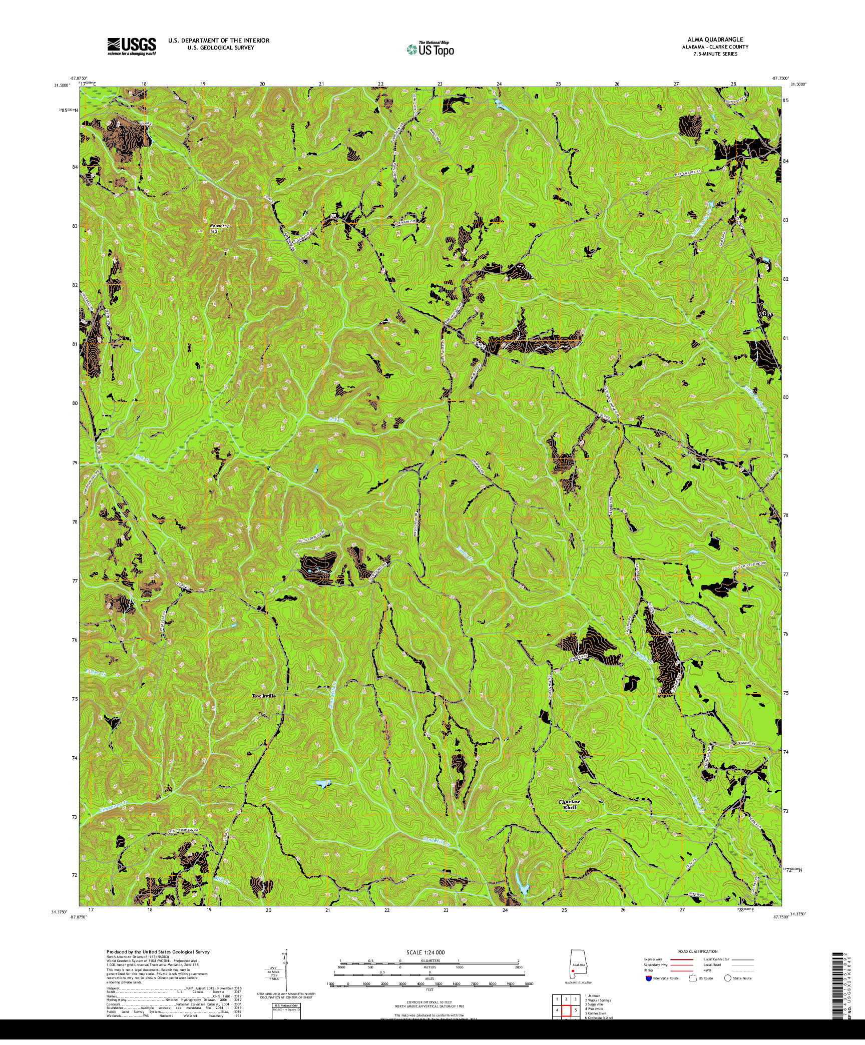 USGS US TOPO 7.5-MINUTE MAP FOR ALMA, AL 2018