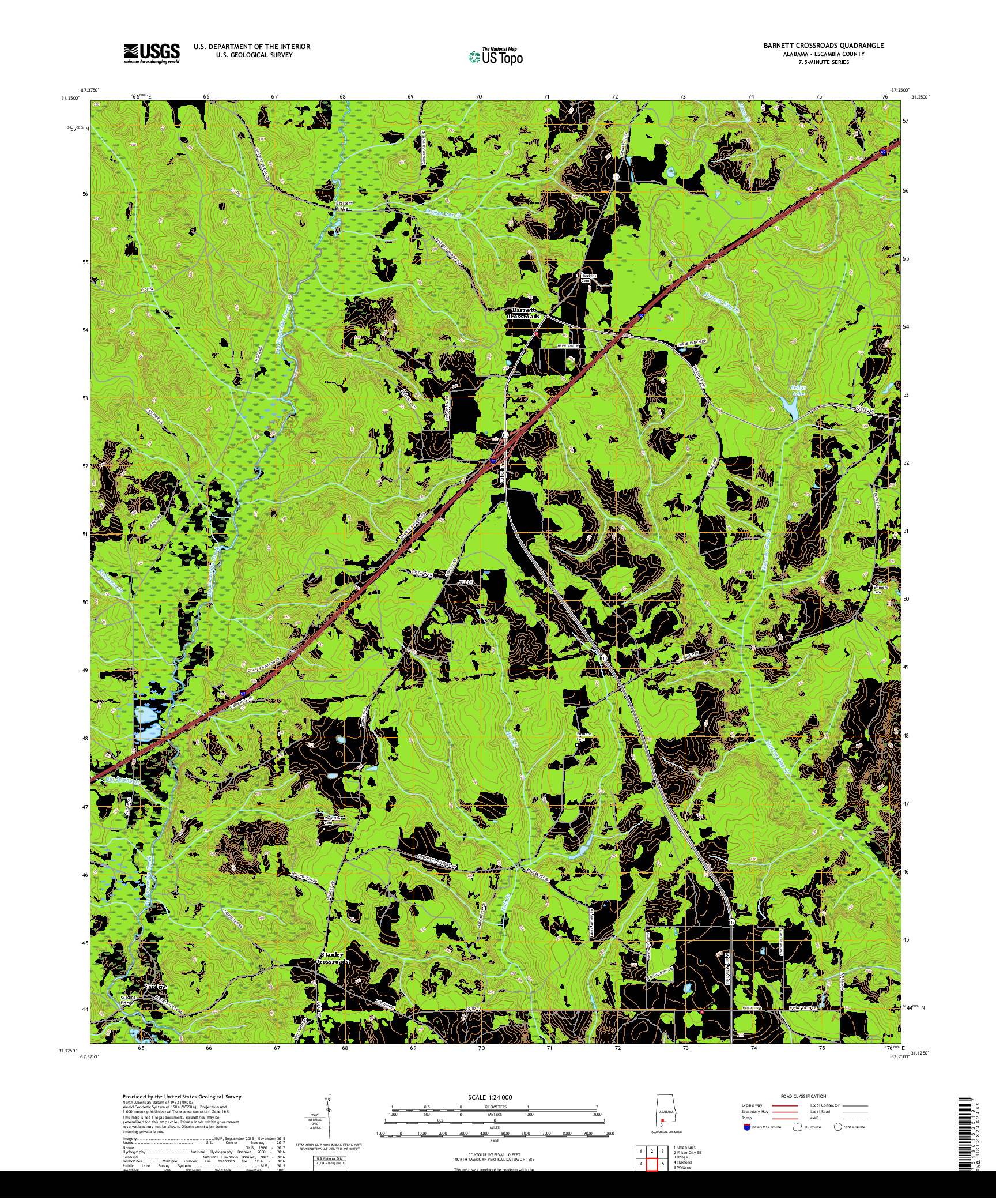 USGS US TOPO 7.5-MINUTE MAP FOR BARNETT CROSSROADS, AL 2018