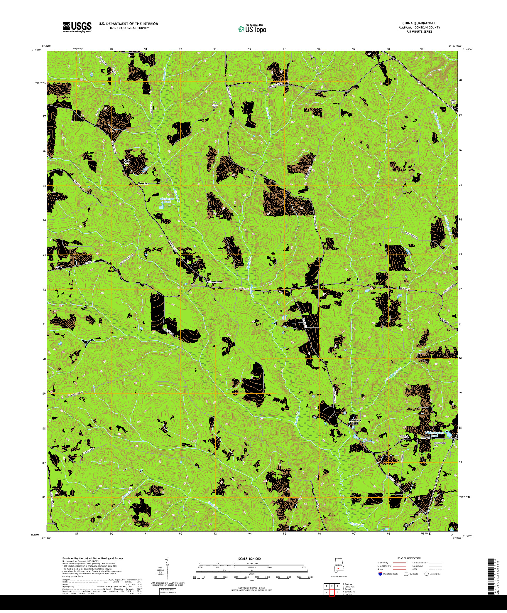 USGS US TOPO 7.5-MINUTE MAP FOR CHINA, AL 2018