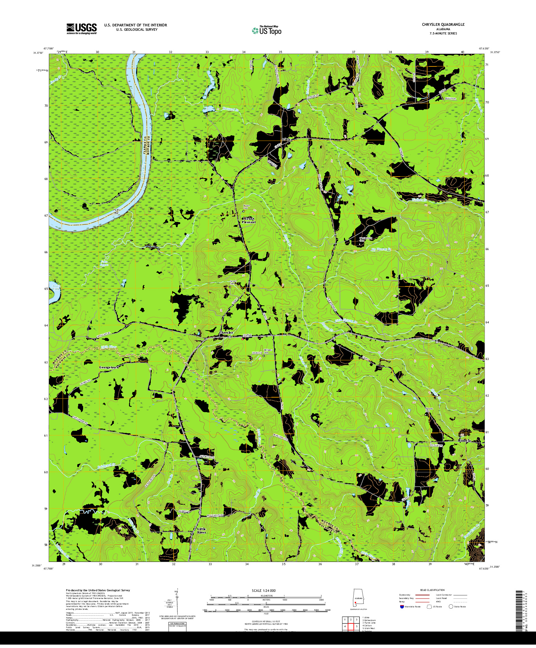 USGS US TOPO 7.5-MINUTE MAP FOR CHRYSLER, AL 2018