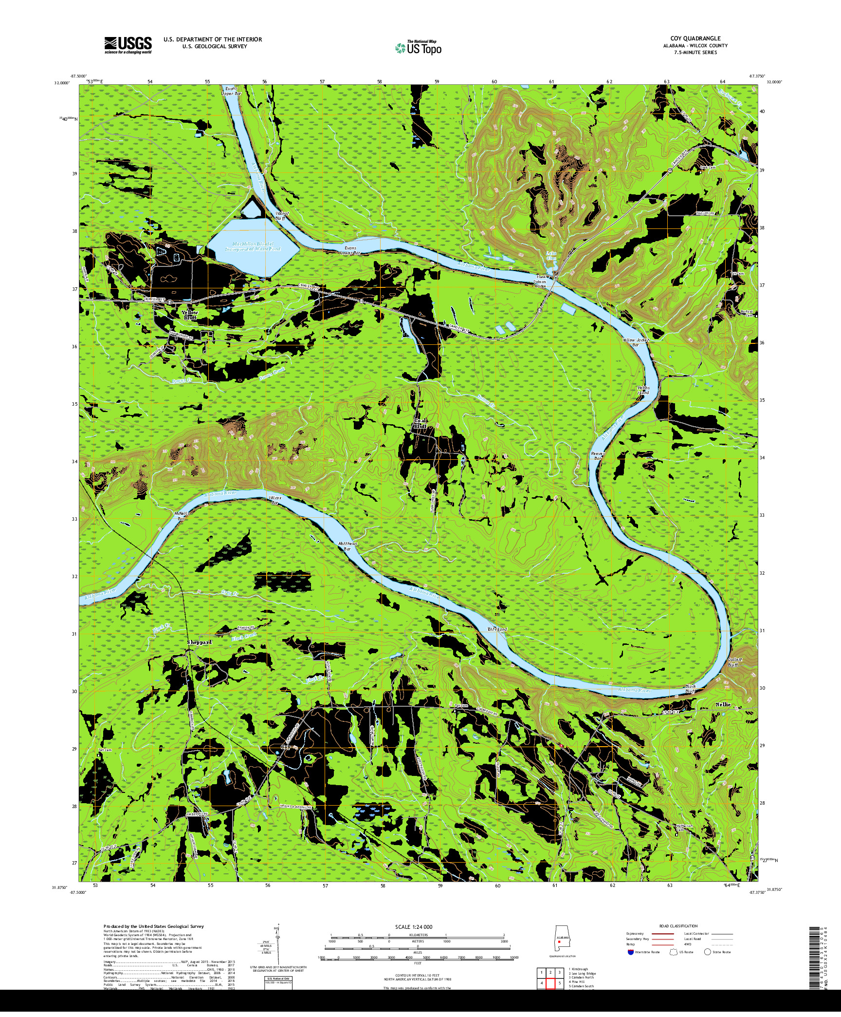 USGS US TOPO 7.5-MINUTE MAP FOR COY, AL 2018