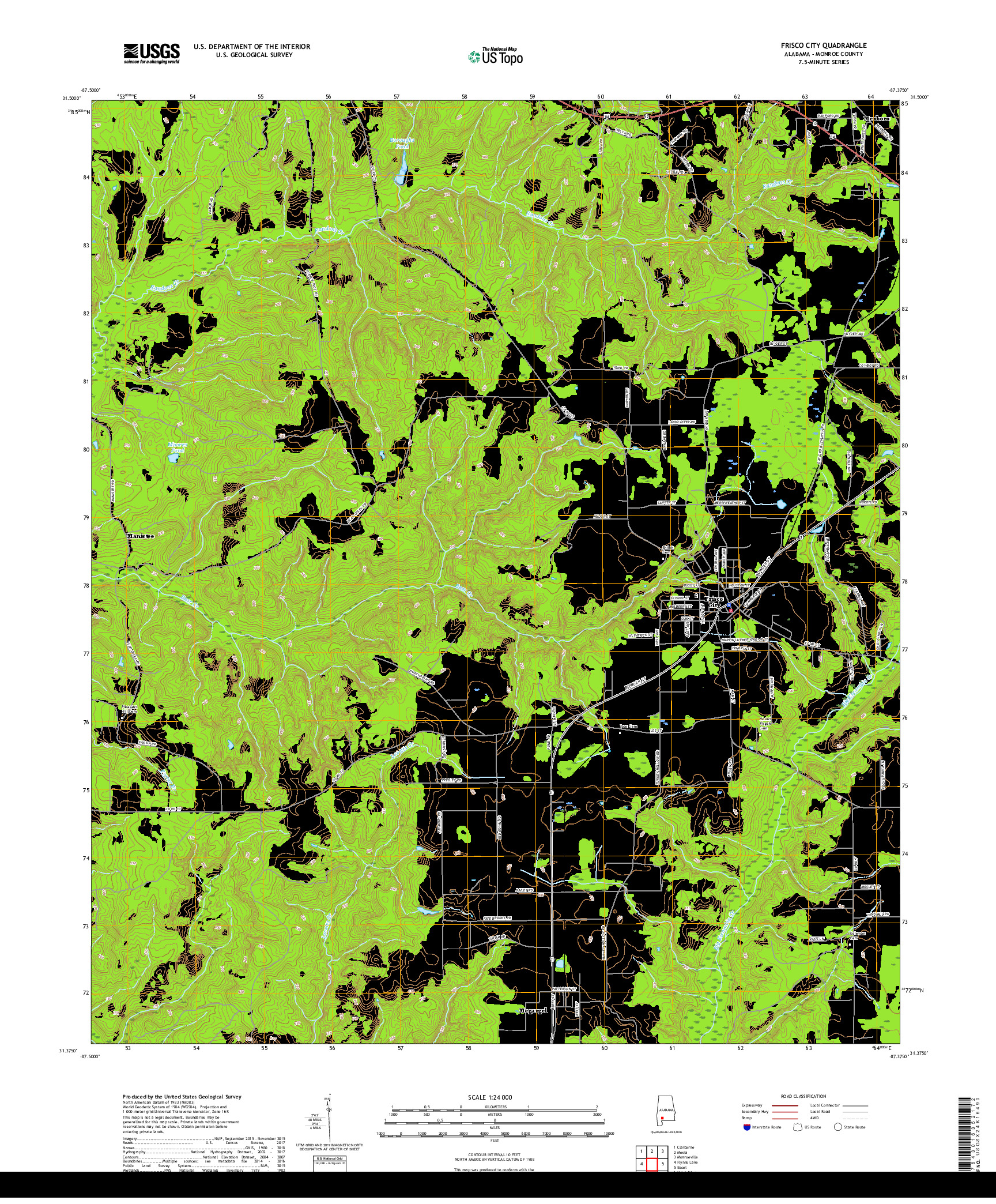 USGS US TOPO 7.5-MINUTE MAP FOR FRISCO CITY, AL 2018